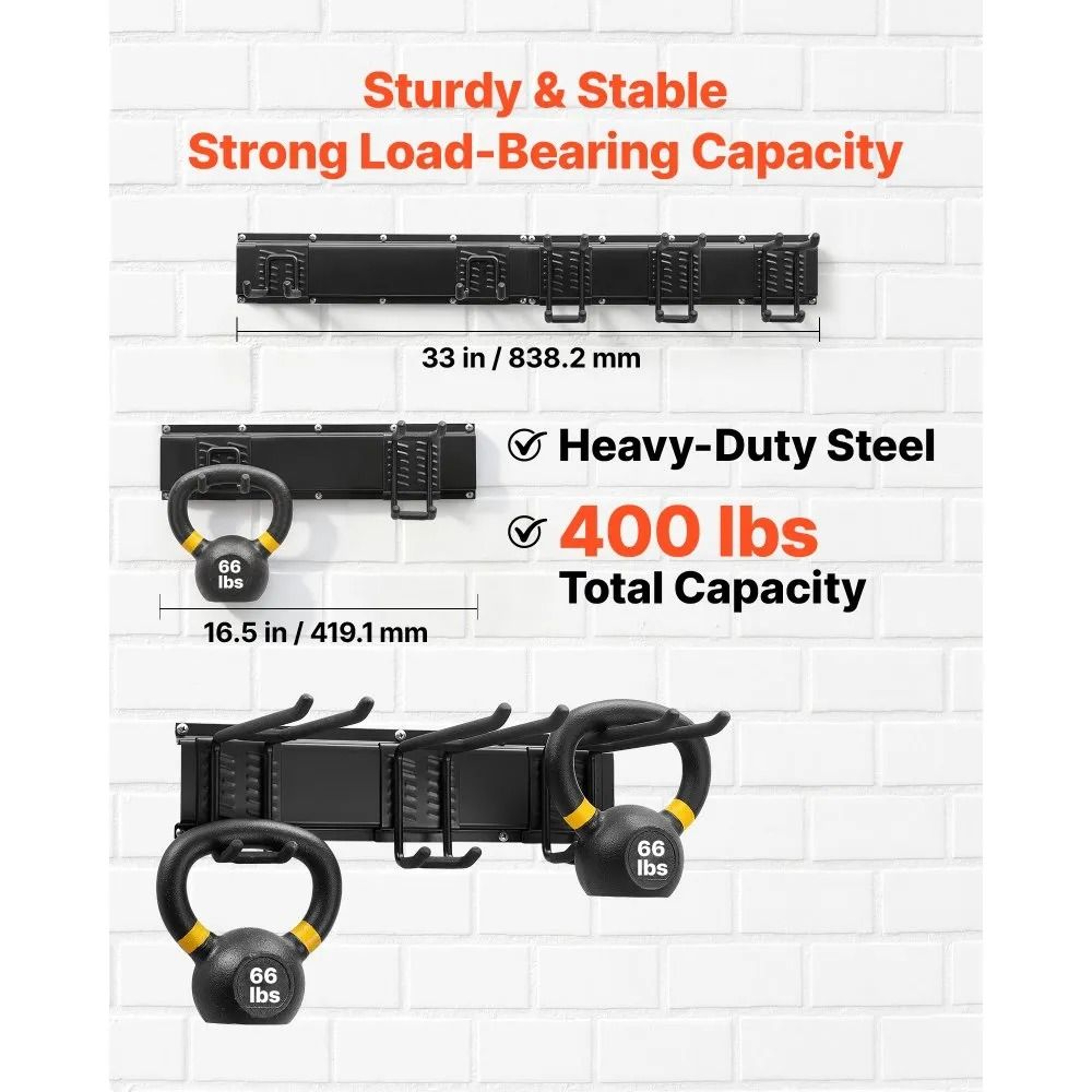 Garage Tool Organizer 400 LBS Wall Mount Garden Tool Rack 1