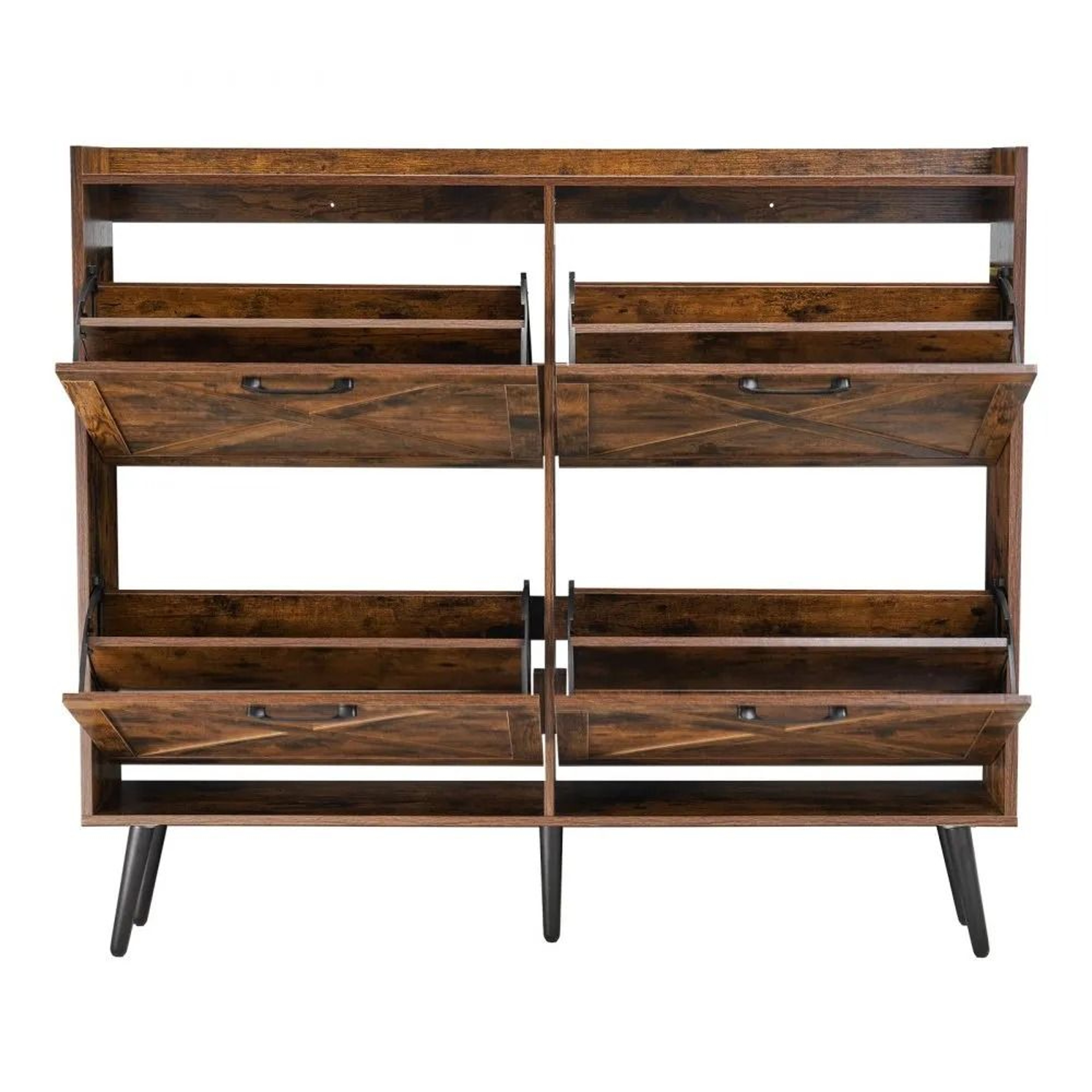 Farmhouse Shoe Cabinet With 4 Flip Drawers Space Saving Shoe Storage Organizer 9