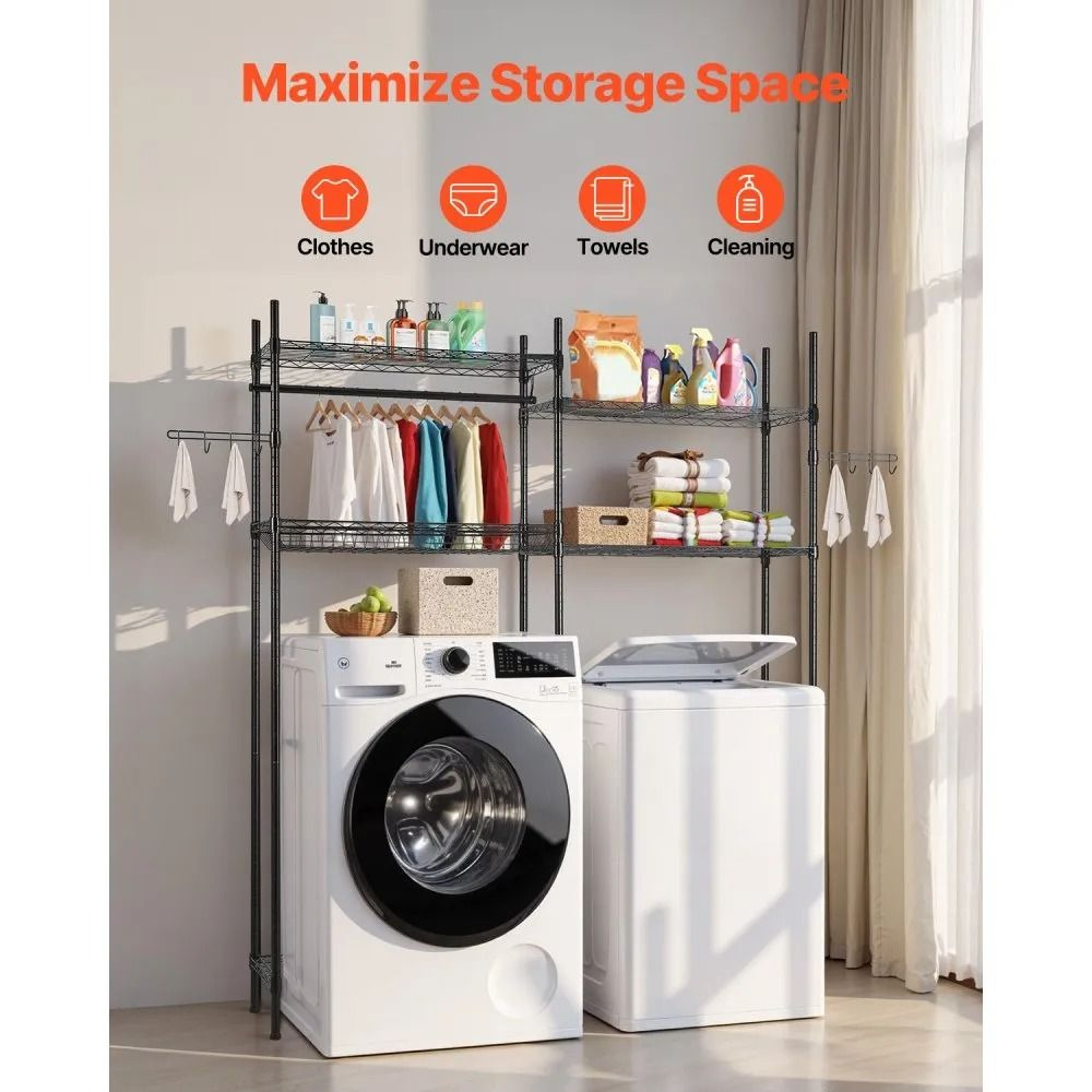 Over Washer Dryer Storage Shelf 4 Tier Laundry Room Organizer Rack 1