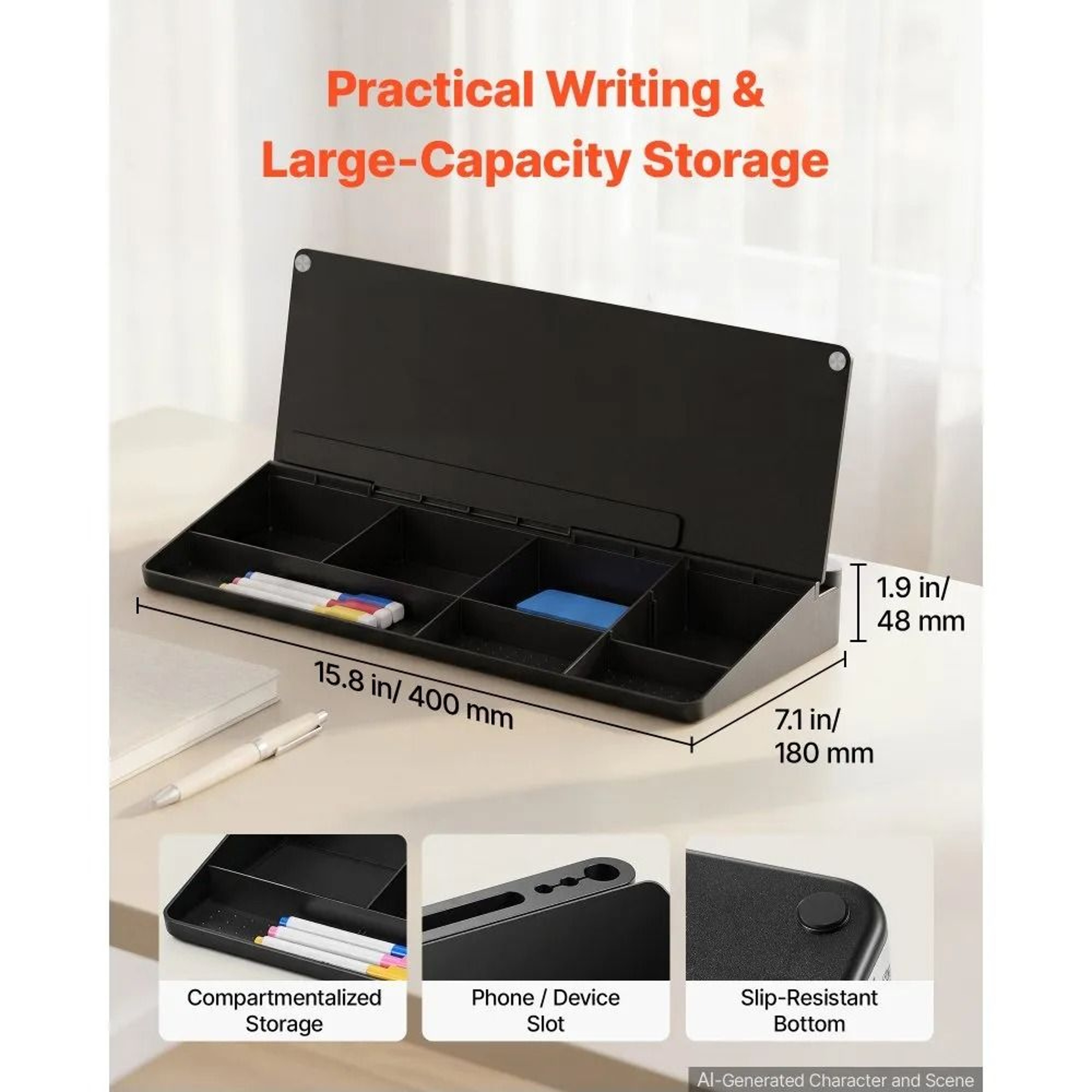 Desktop Glass Whiteboard With Storage Desk Organizer For Office And Study 1
