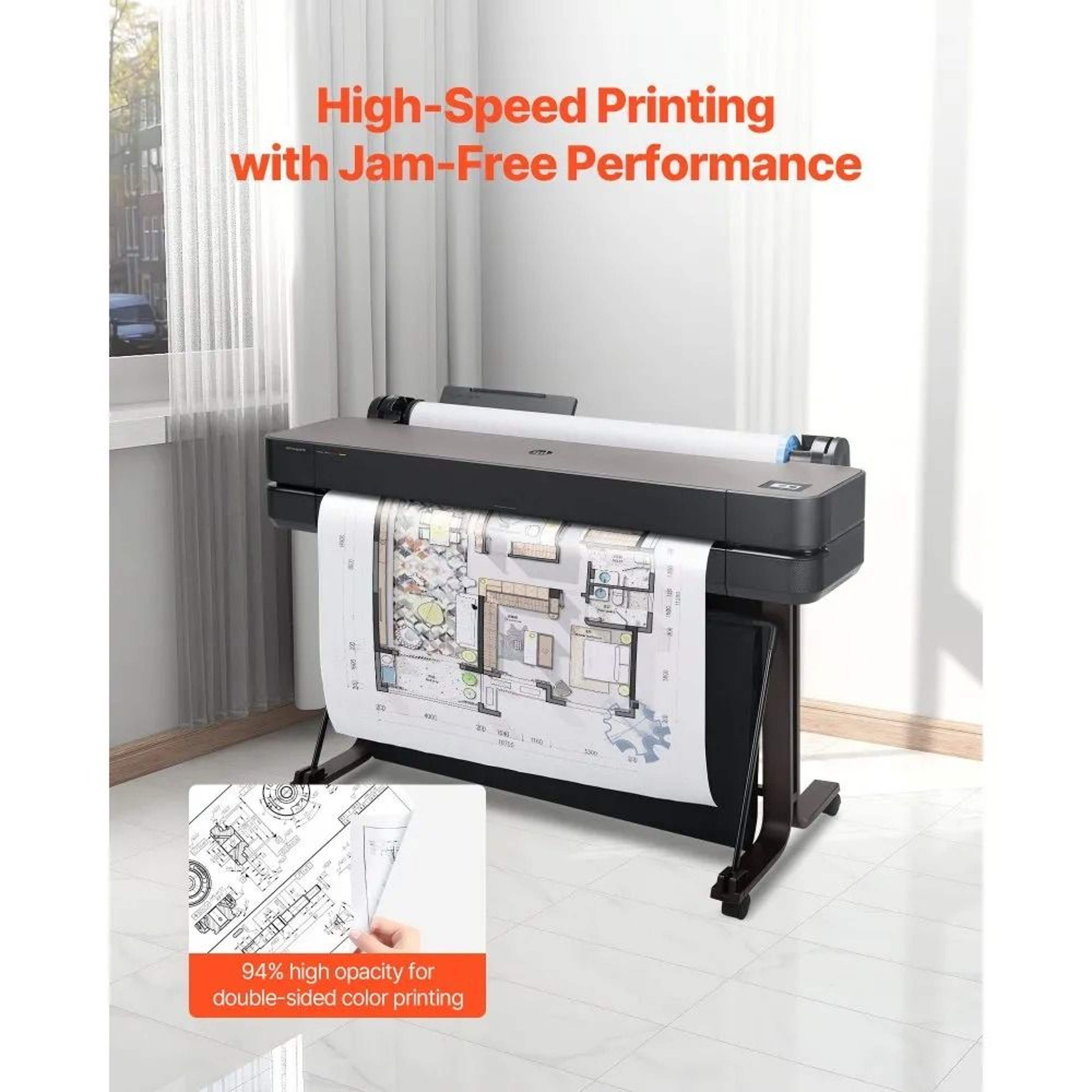 30 Inch Plotter Paper Roll 500 Ft CAD Bond Paper 2 Pack 1