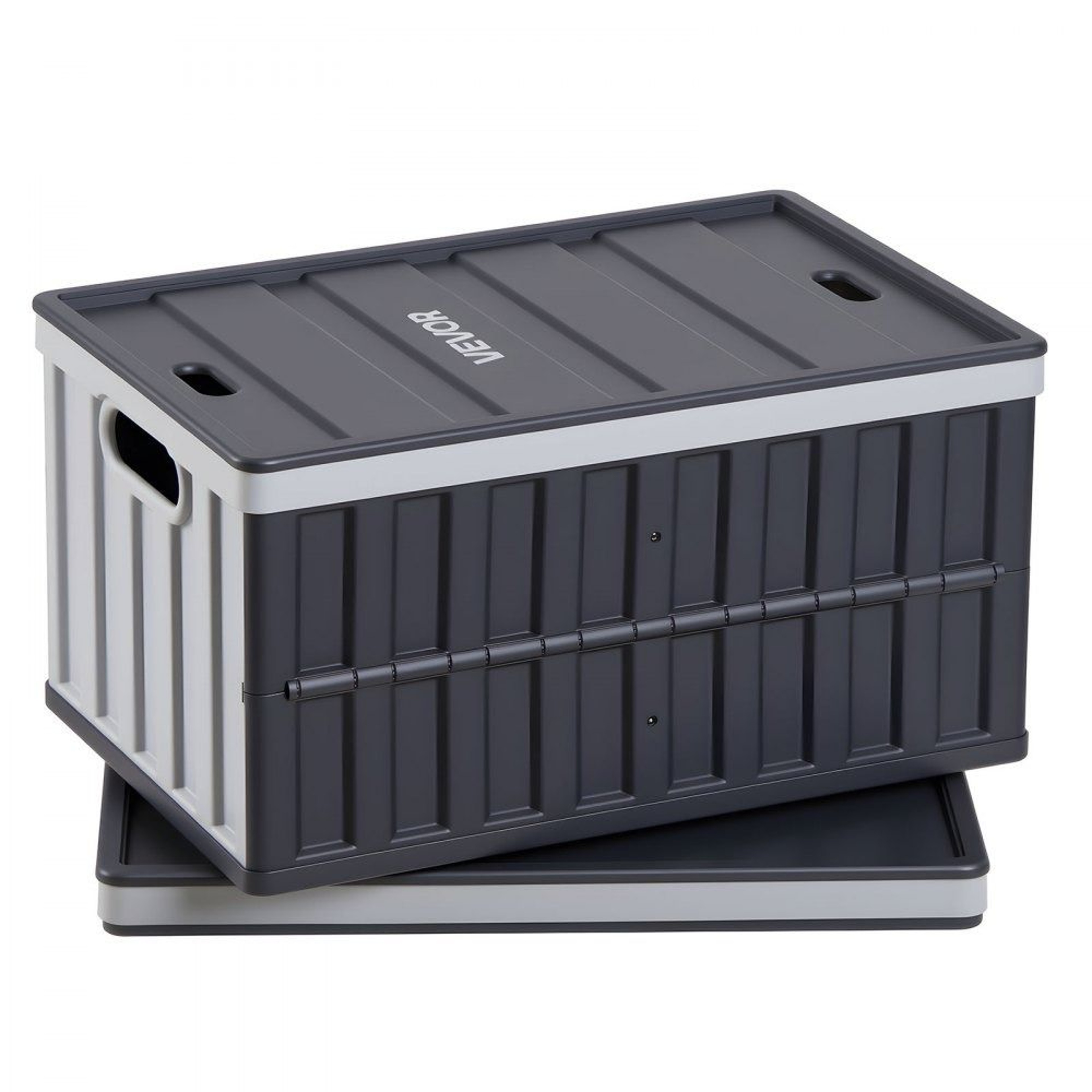 65L Collapsible Storage Bins With Lids Stackable Folding Crates 0