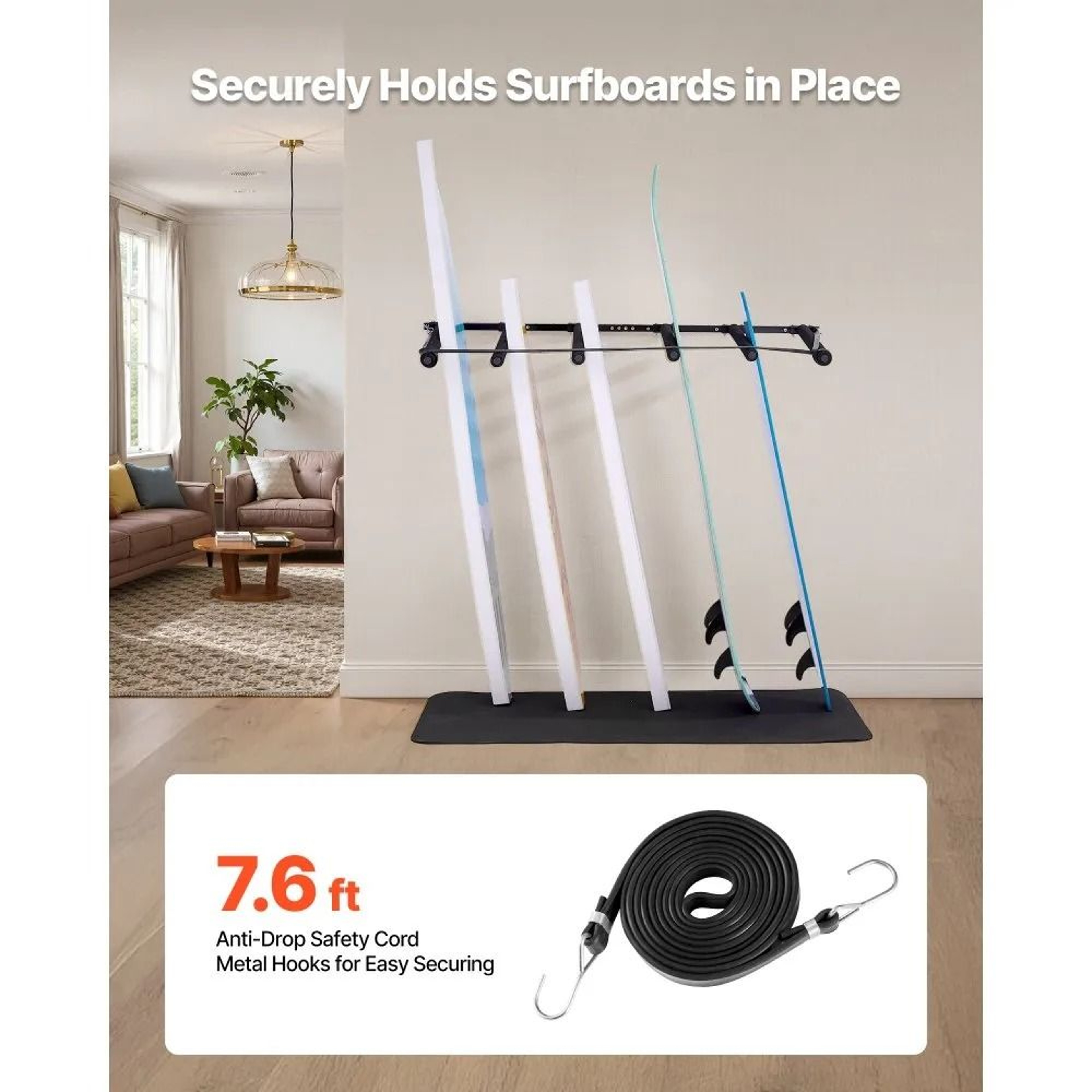 5 Tier Surfboard Wall Mount Rack For Board Storage And Display 3