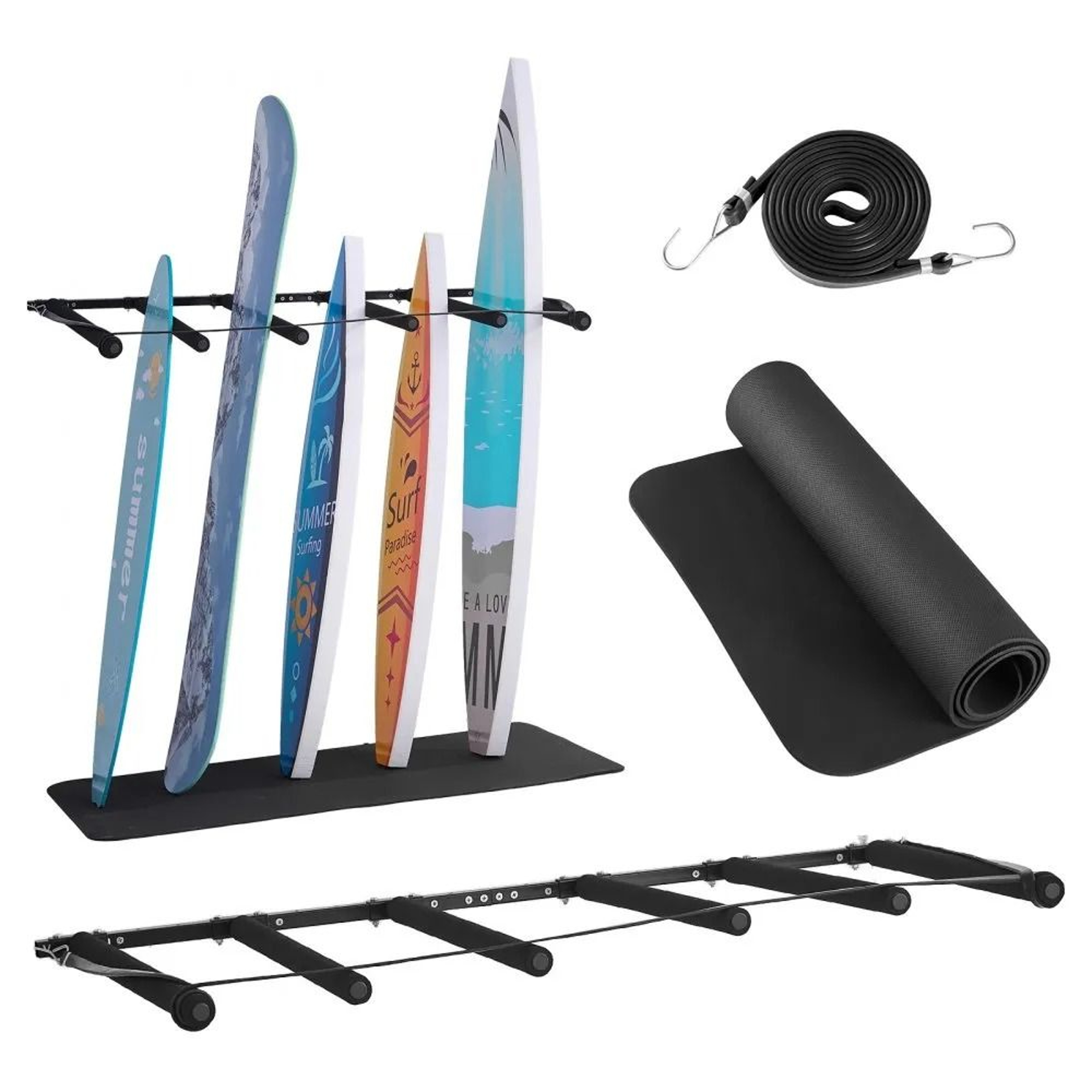 5 Tier Surfboard Wall Mount Rack For Board Storage And Display 0