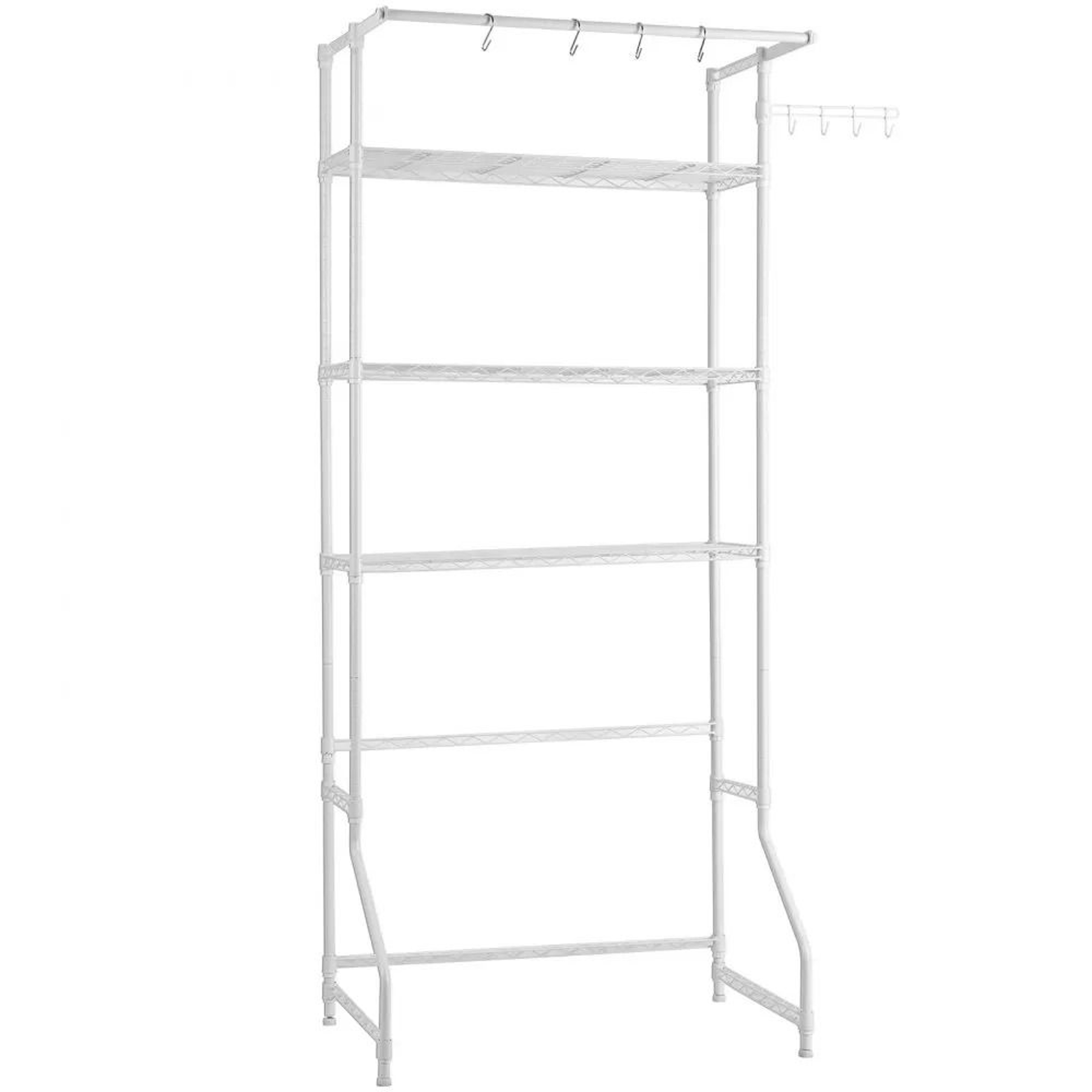 Over Washer And Dryer Storage Shelf 3 Tier Laundry Room Organizer With Hanging Rod And Hooks 8