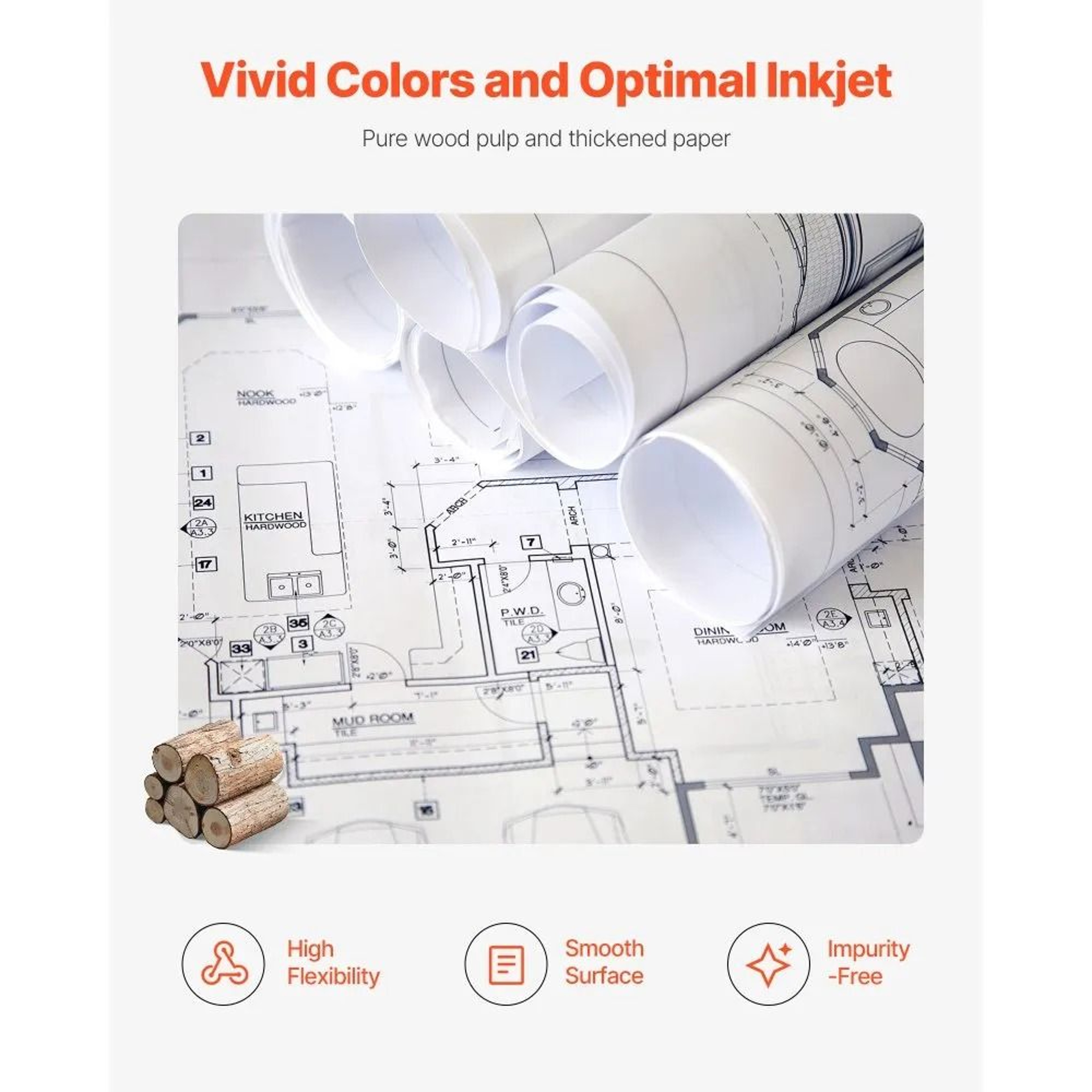 24 X 150 Ft Plotter Paper Roll 2 Pack CAD Bond Wide Format Paper 3