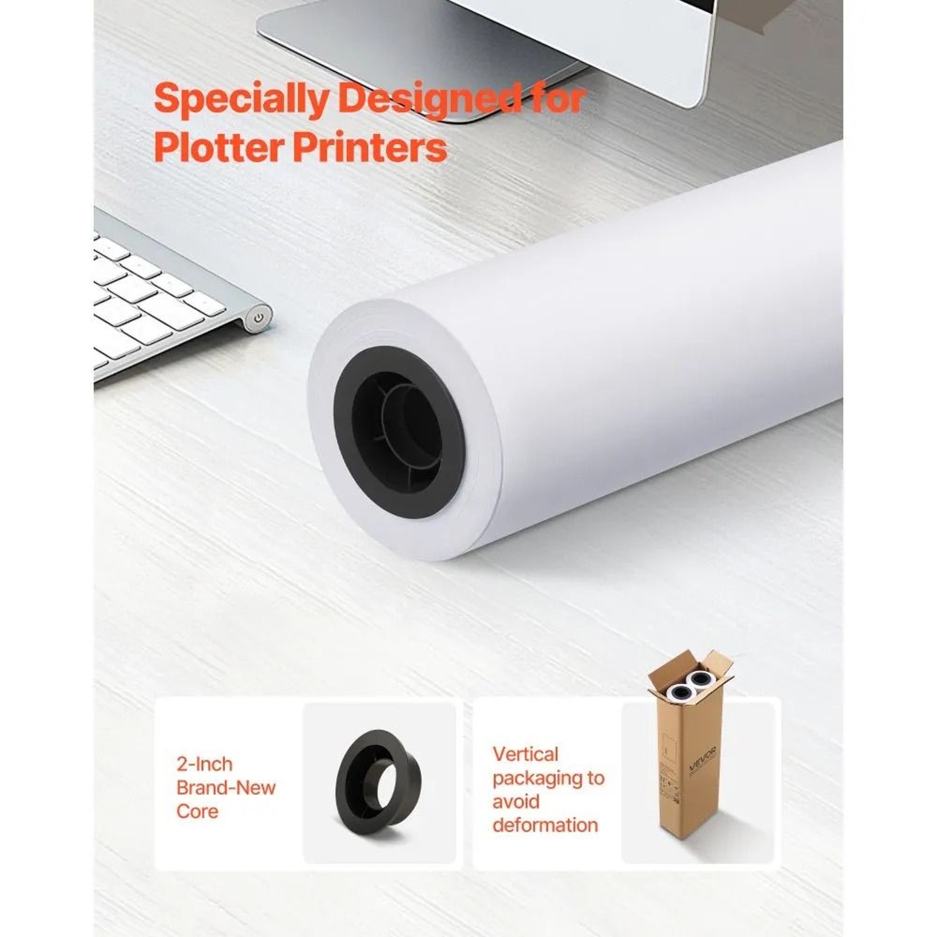 24 X 150 Ft Plotter Paper Roll 2 Pack CAD Bond Wide Format Paper 1