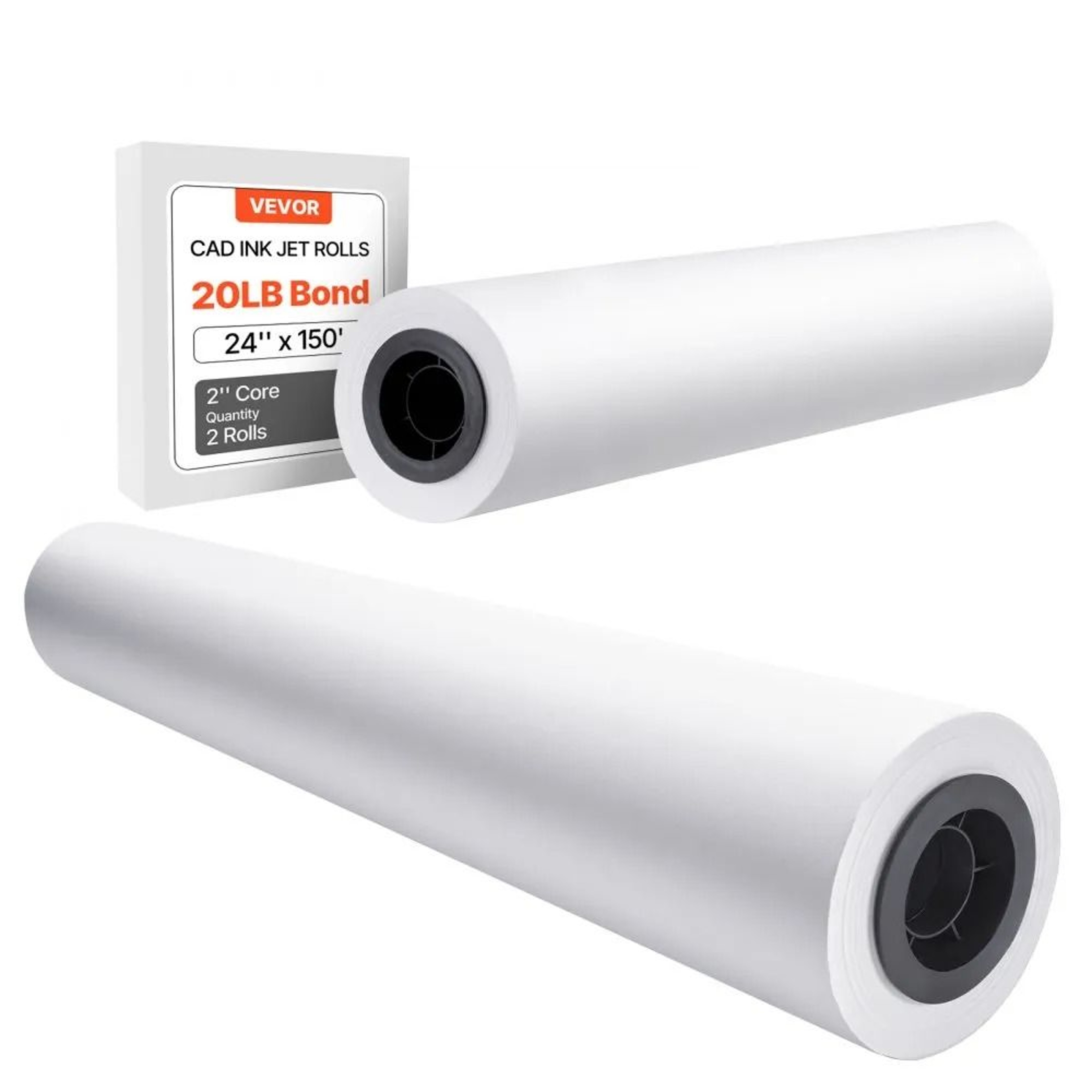 24 X 150 Ft Plotter Paper Roll 2 Pack CAD Bond Wide Format Paper 0