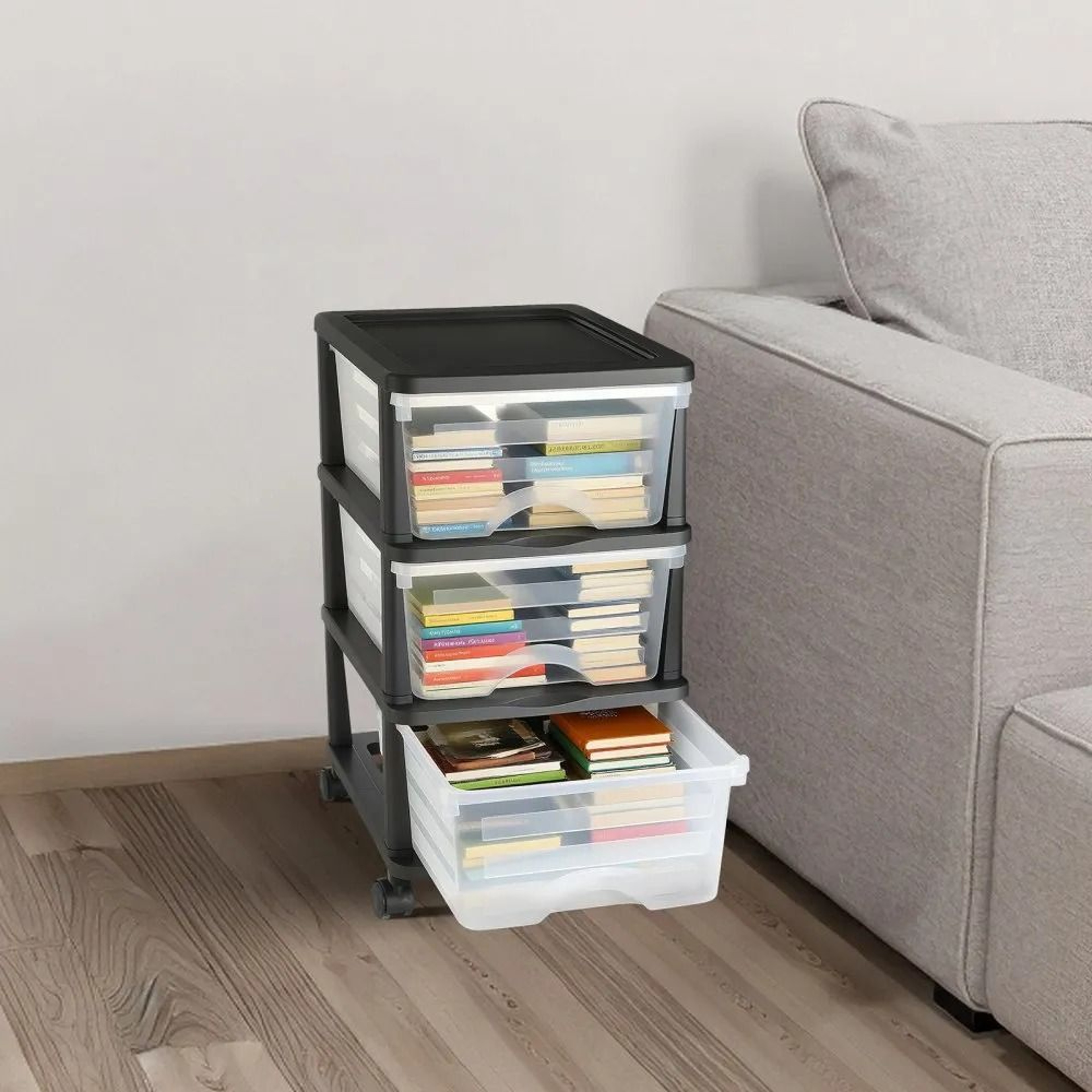 3 Drawer Plastic Storage Drawers Cart Rolling Storage Organizer With Wheels 5