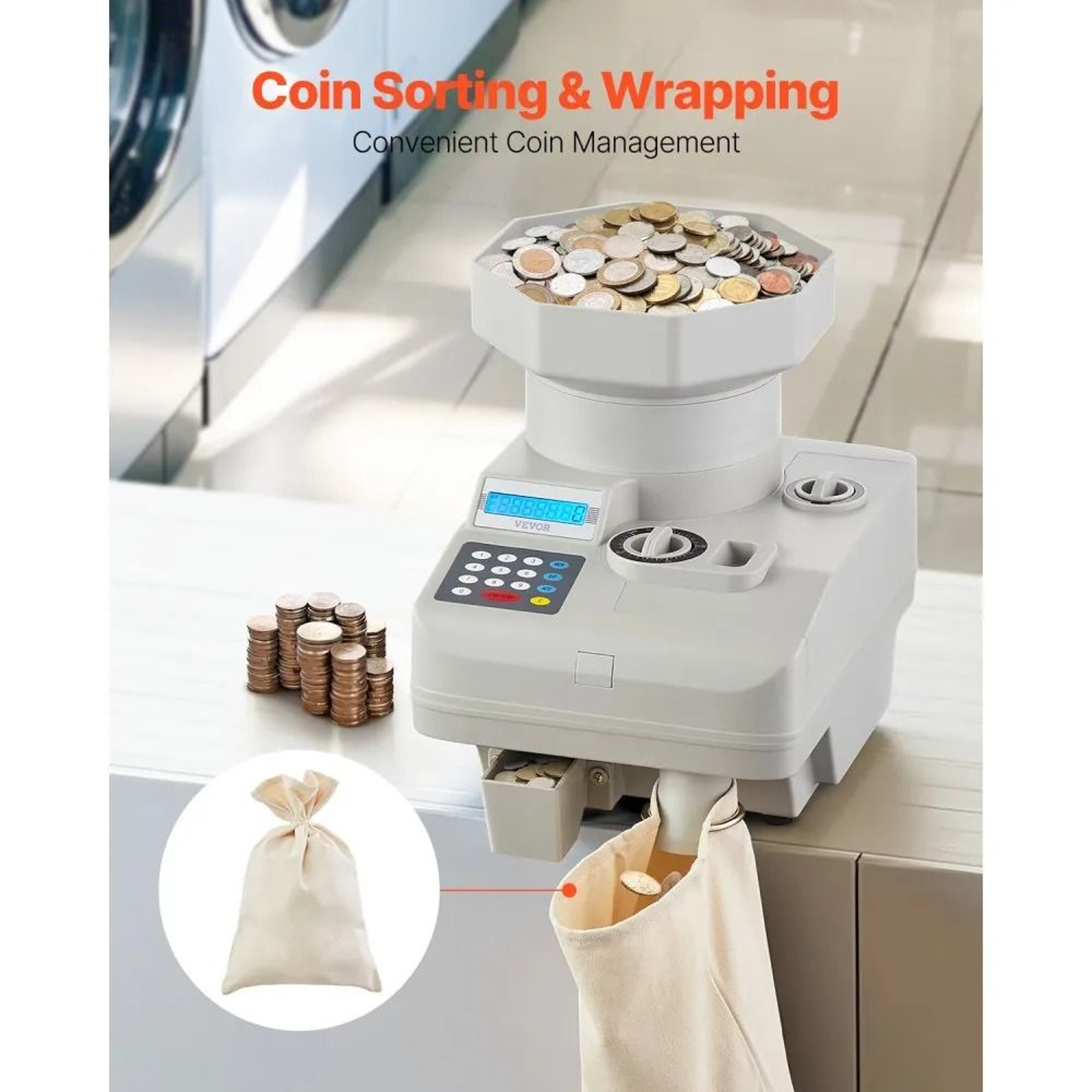 Professional Coin Counter Machine Automatic Coin Sorter With LED Display 11000 Coin Capacity 3