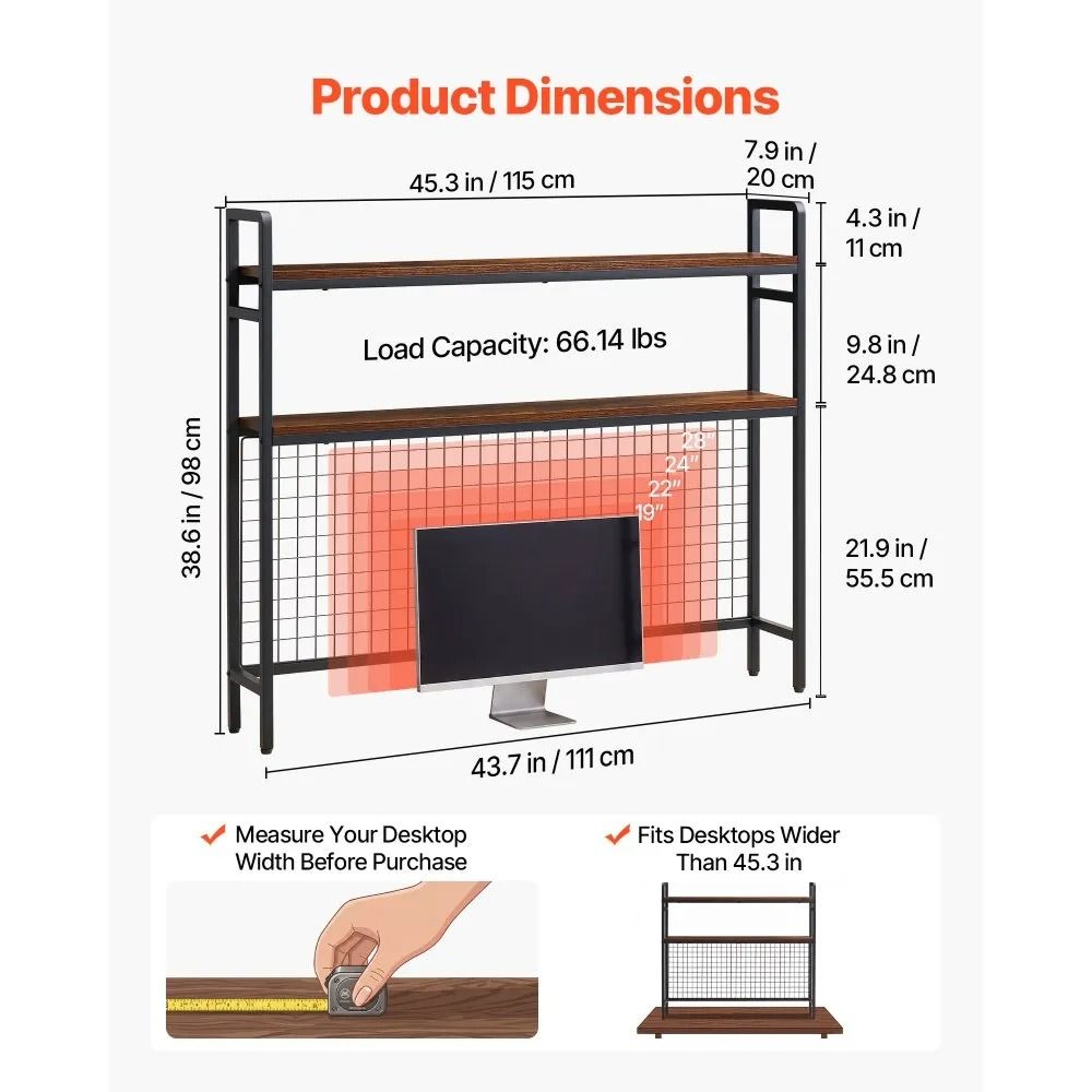 3 Tier Desktop Bookshelf Desk Organizer With Metal Frame For Home Office 6
