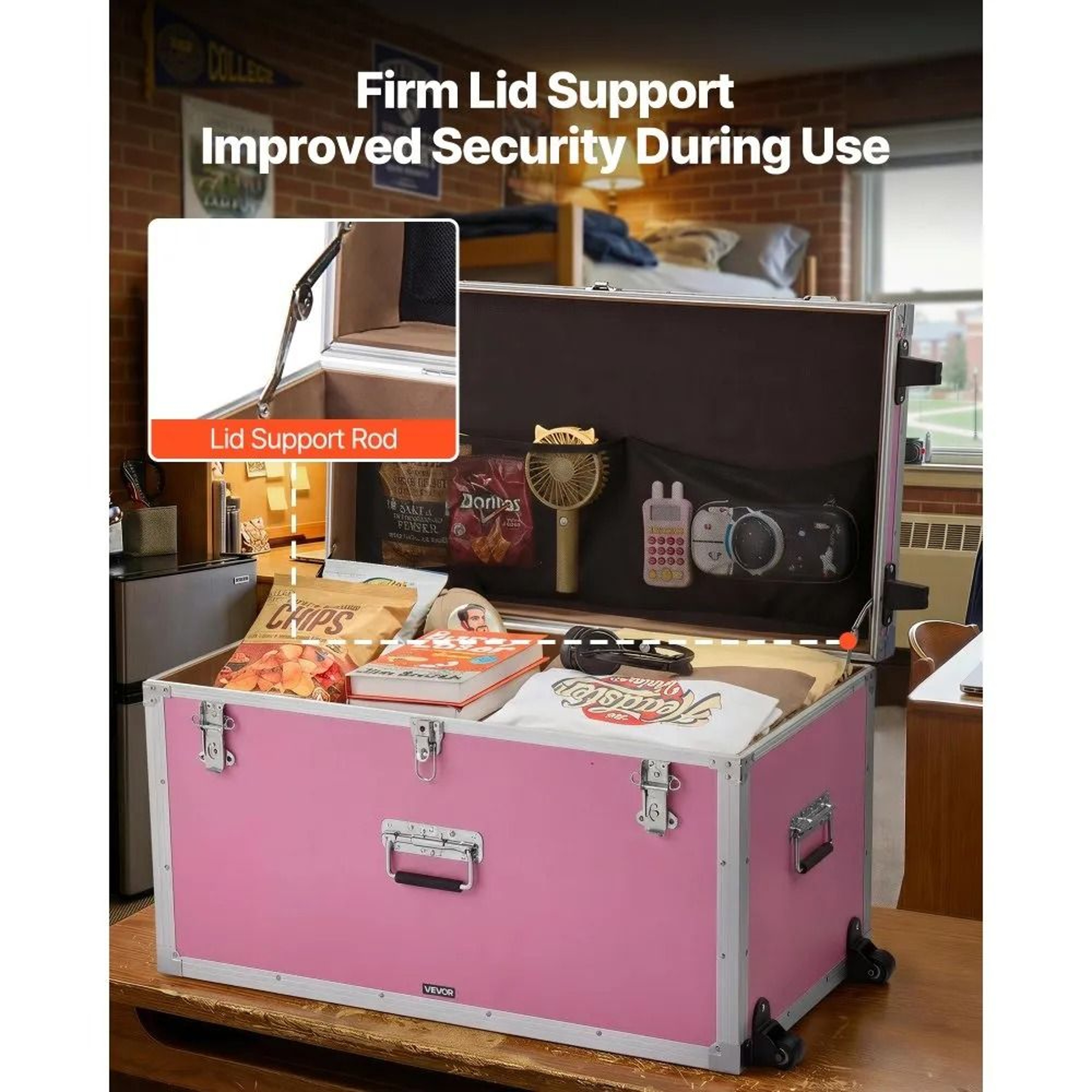 Pink Metal Storage Trunk Set With Locks Large Decorative Chest For Home Storage 1