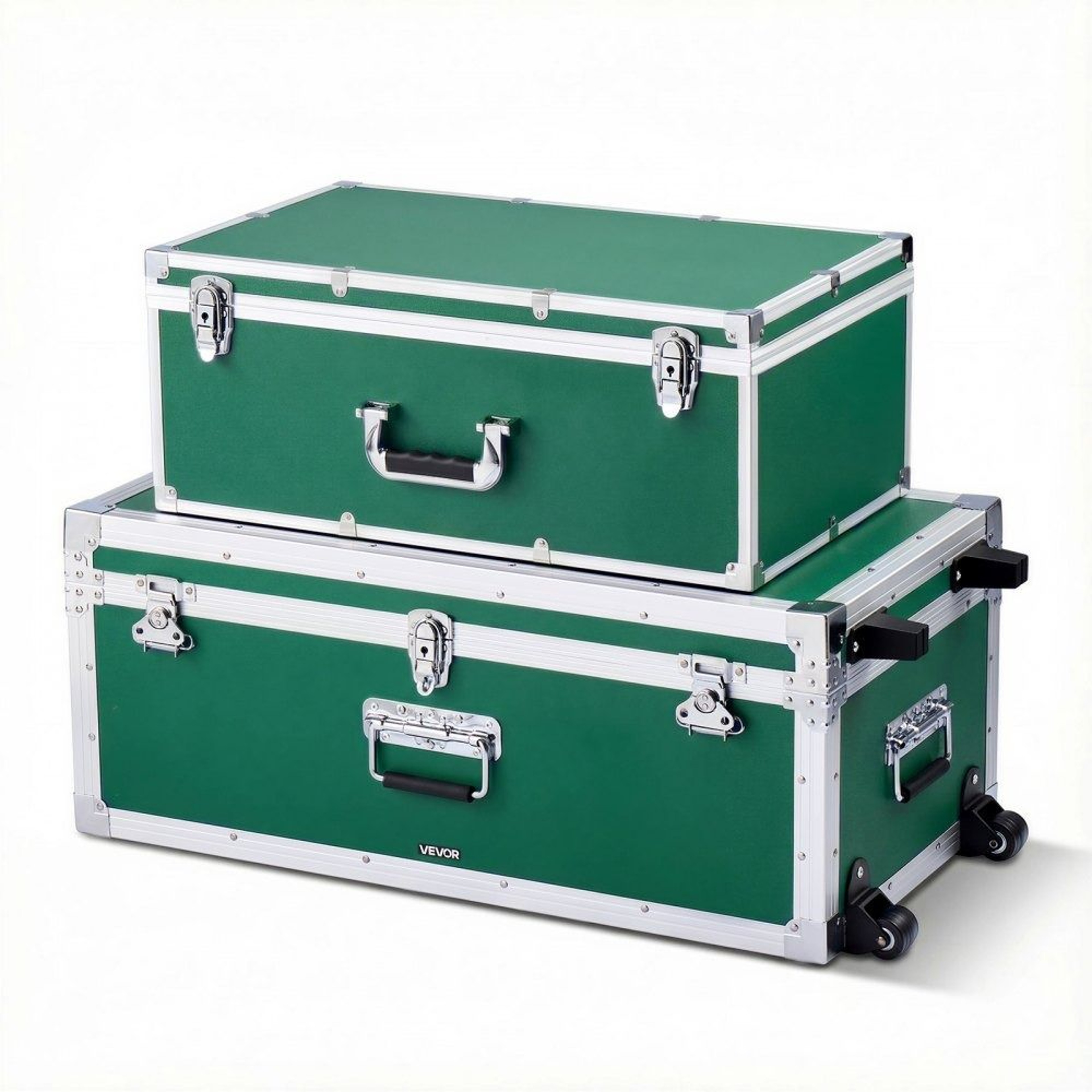 Metal Storage Trunk Set With Casters Large Decorative Storage Chest 0