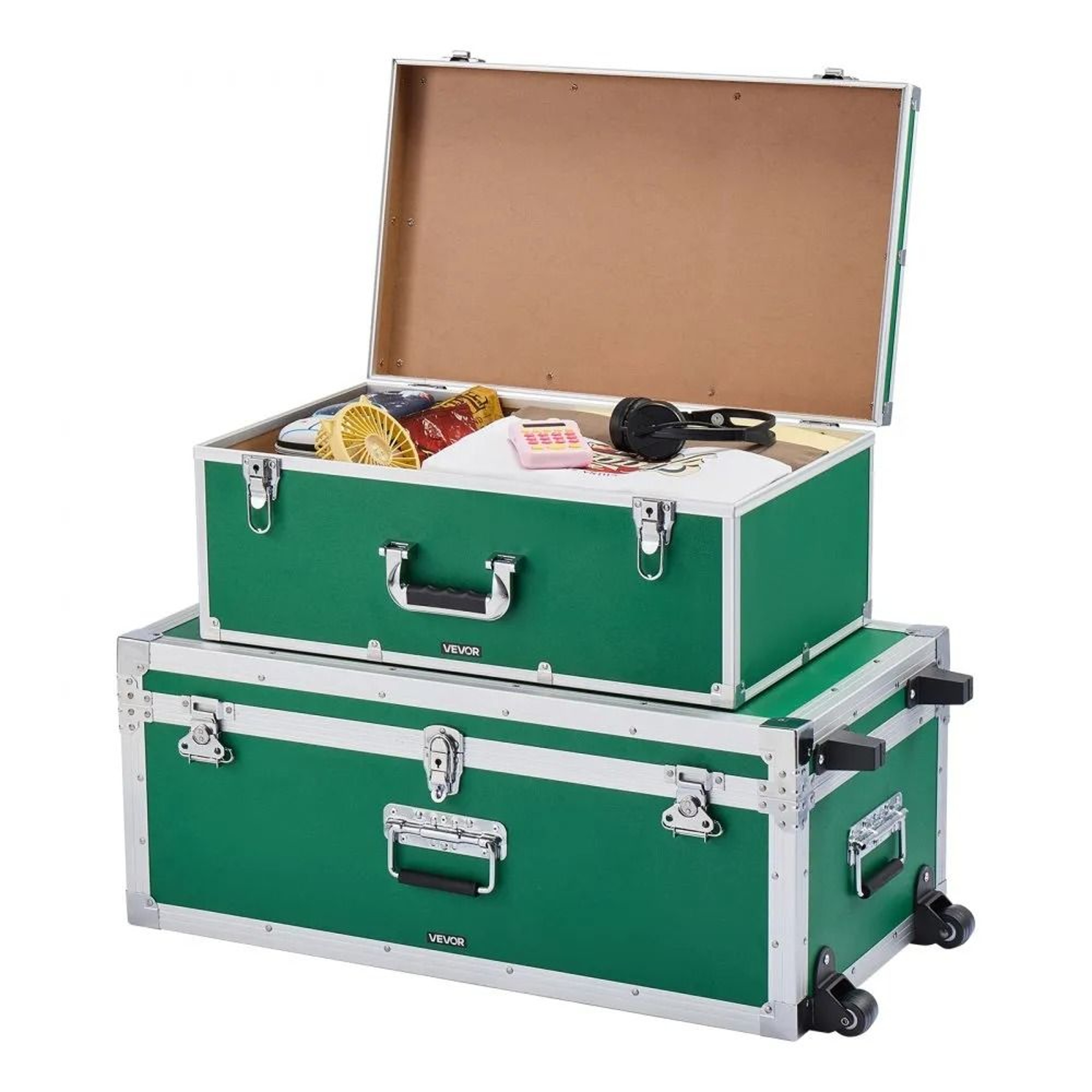 Metal Storage Trunk Set With Casters Large Decorative Storage Chest 9