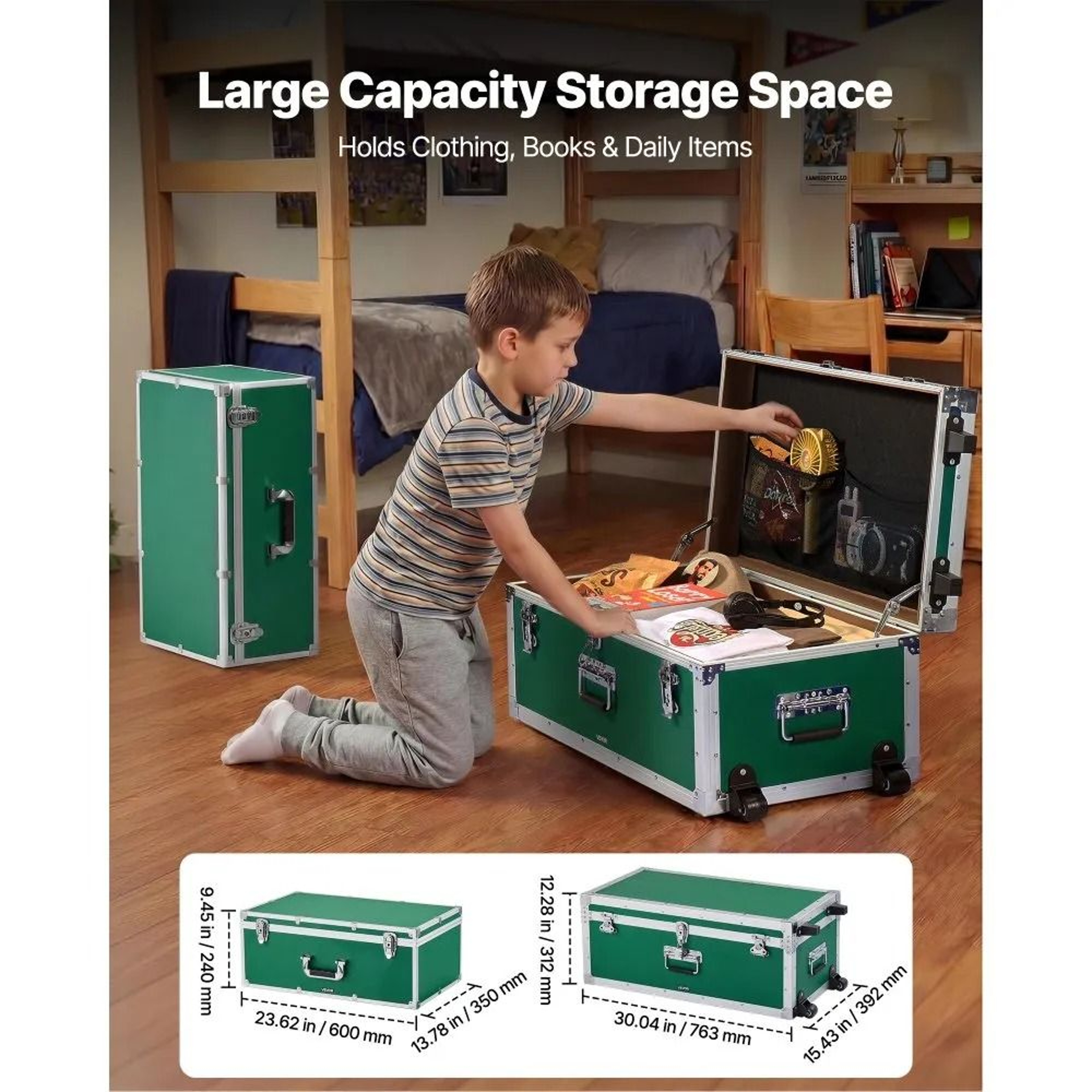 Metal Storage Trunk Set With Casters Large Decorative Storage Chest 1