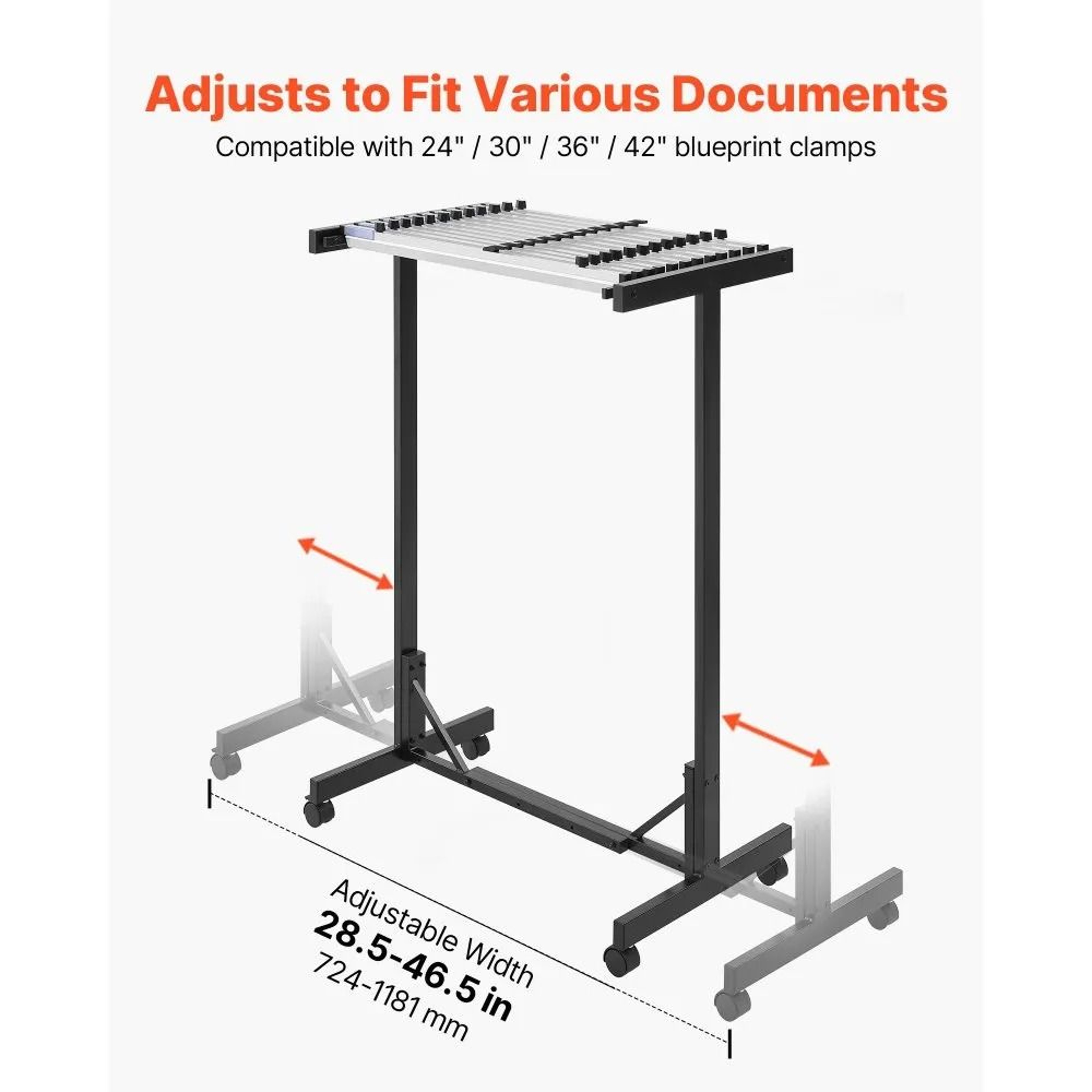 Blueprint Storage Rack Mobile Adjustable Blueprint Holder With Steel Frame And Clamps 5
