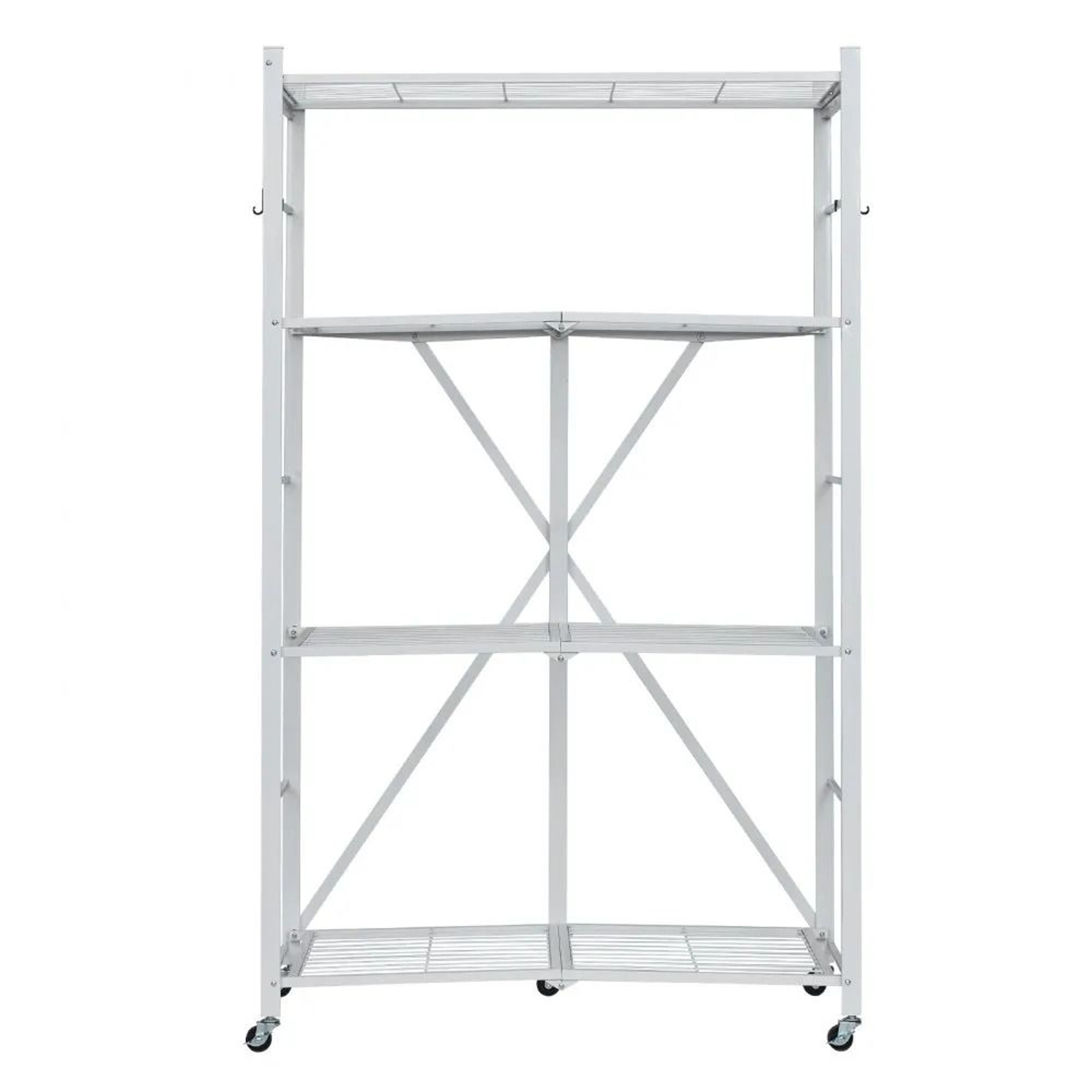 4 Tier Foldable Storage Shelf With Wheels Heavy Duty Metal Organizer Rack 7