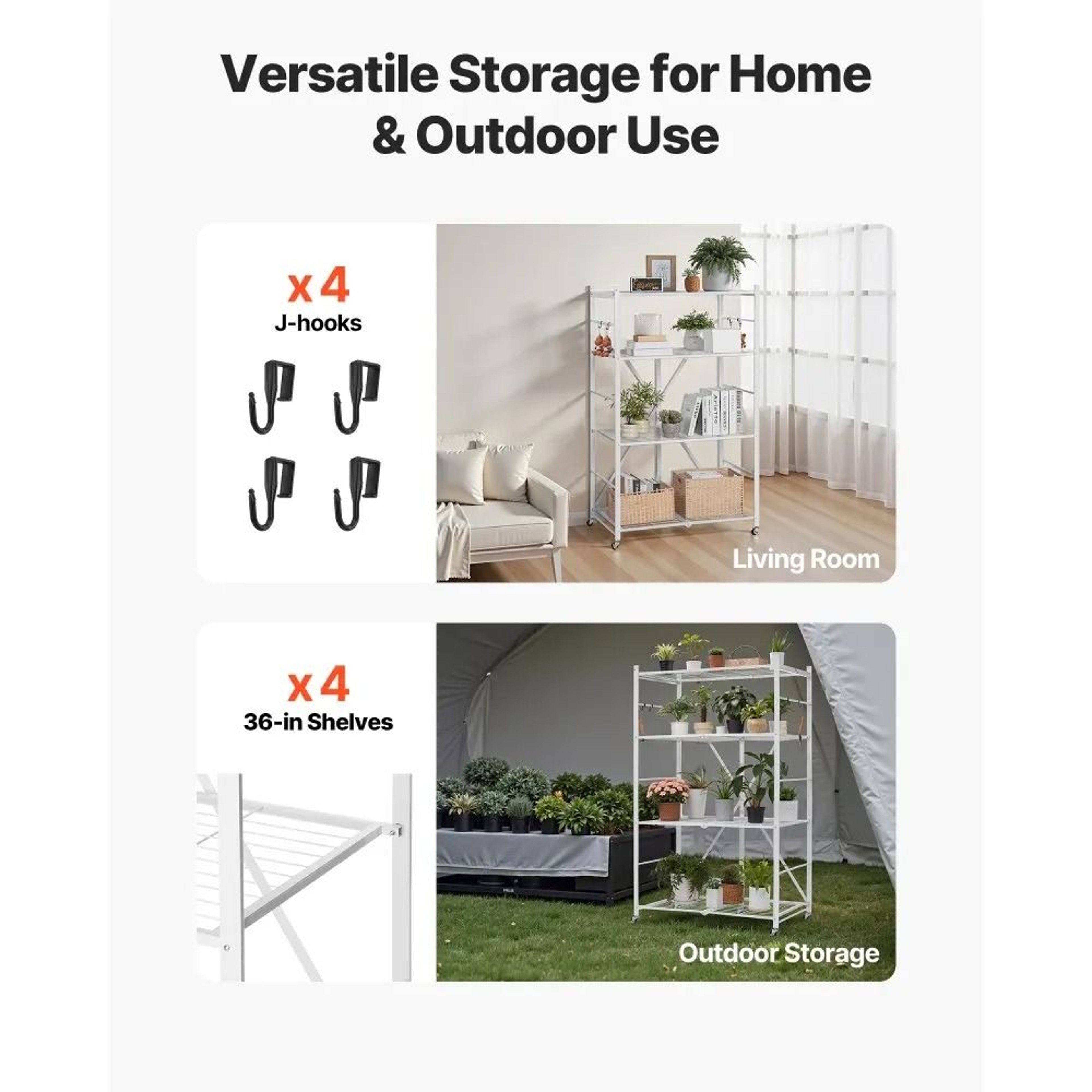 4 Tier Foldable Storage Shelf With Wheels Heavy Duty Metal Organizer Rack 6