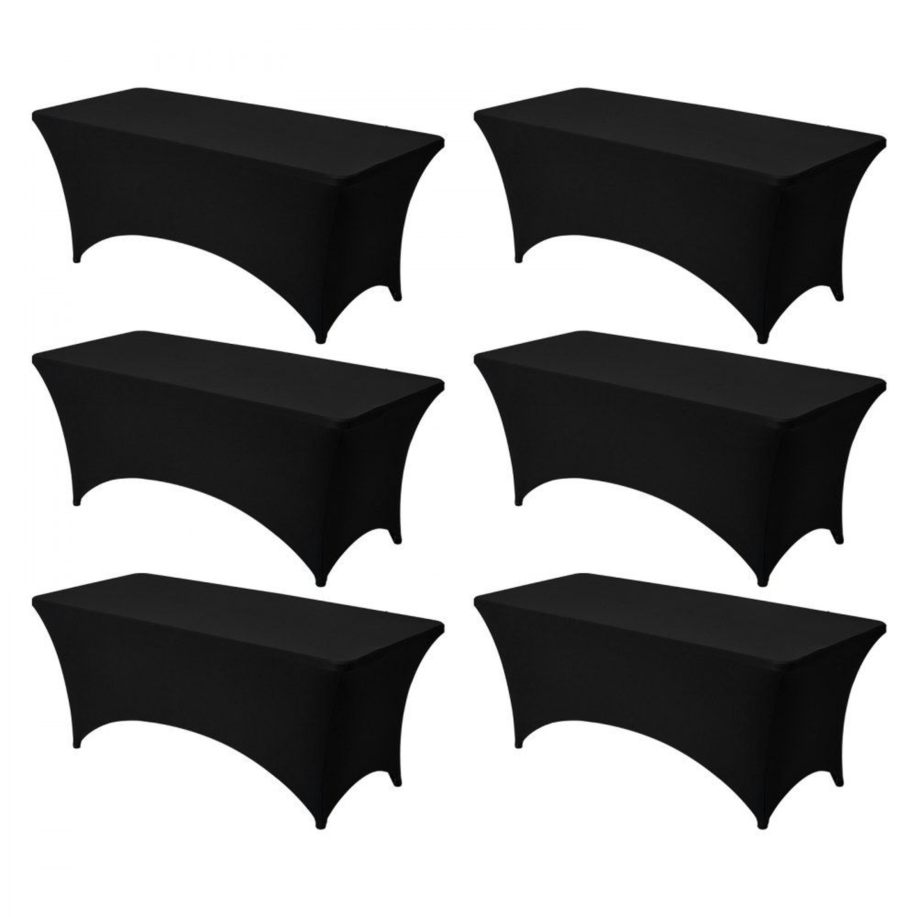 6 Pack Black Stretch Table Cloths For 6FT Rectangular Tables 0