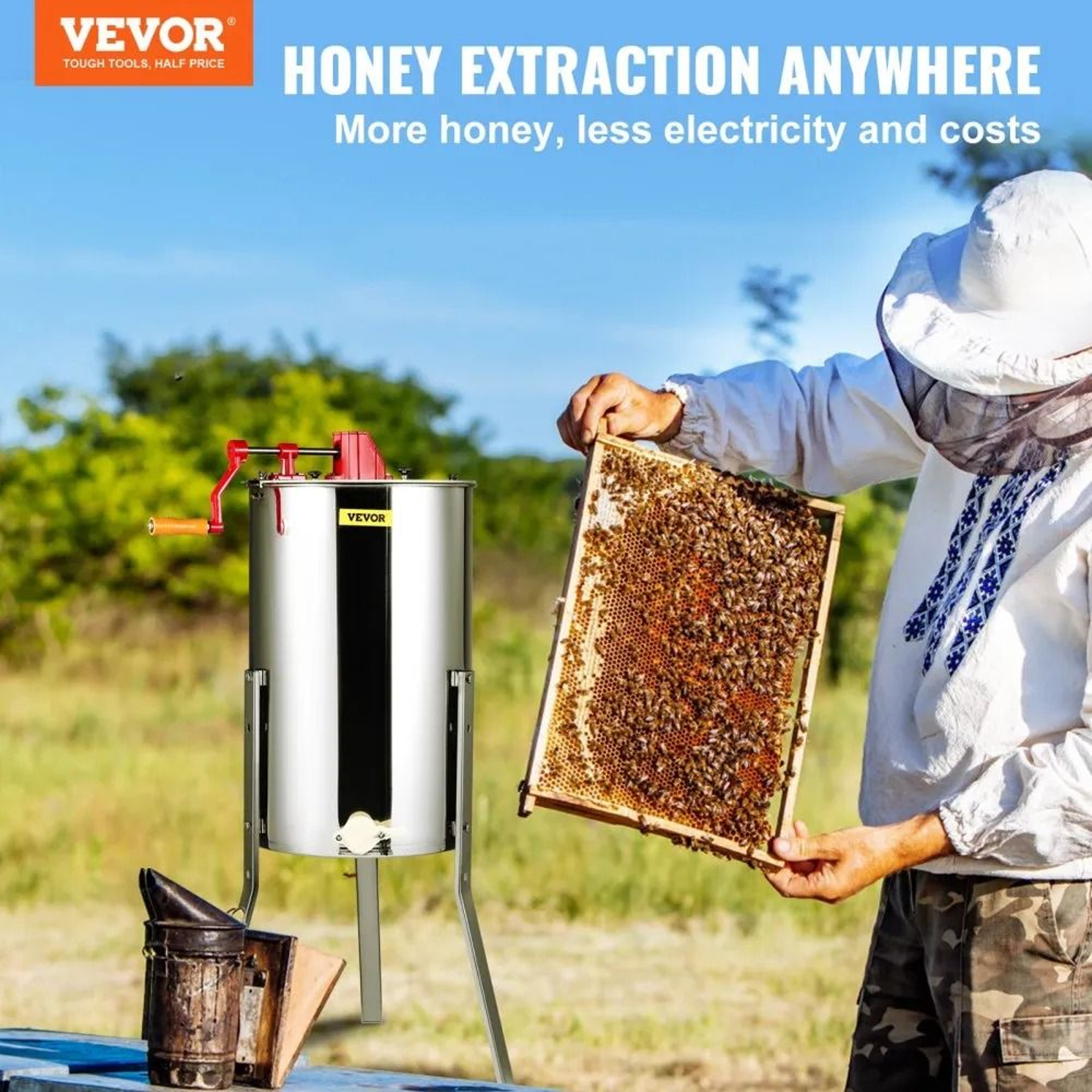 Manual Honey Extractor 3 Frame Stainless Steel Honey Spinner For Beekeeping 1