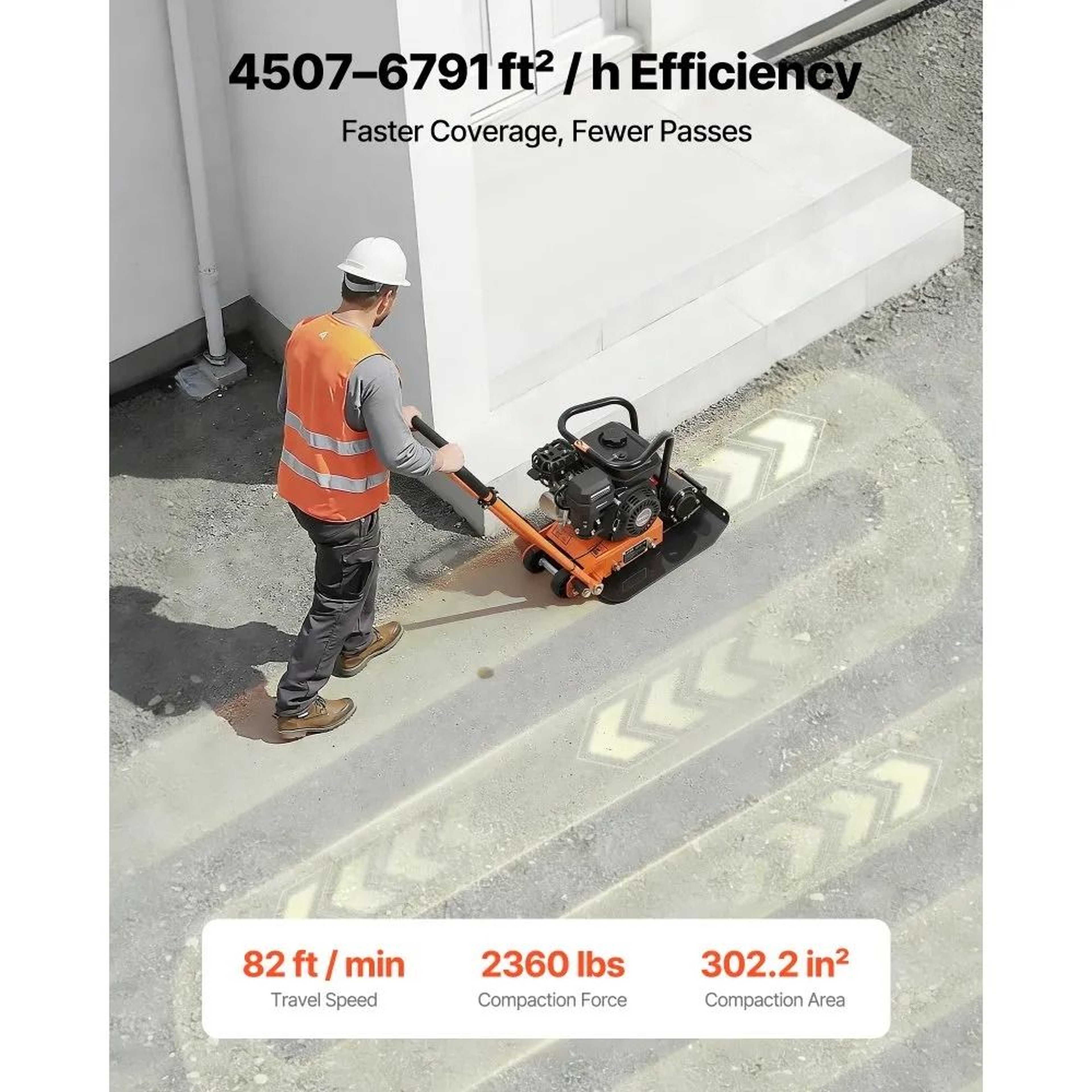 Plate Compactor 65HP Gas Powered Vibrating Ground Rammer For Soil Asphalt Pavers 5