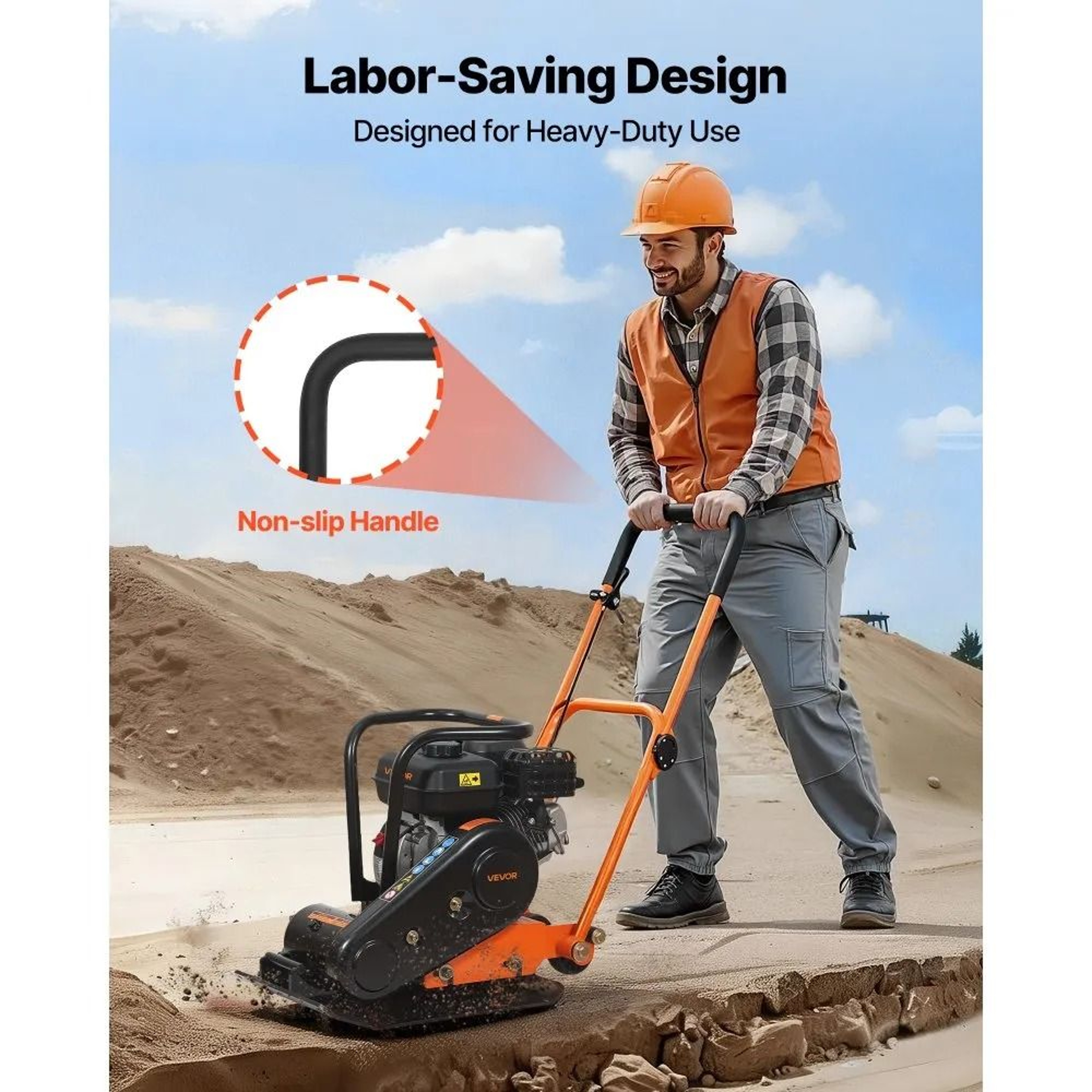 Plate Compactor 65HP Gas Powered Vibrating Ground Rammer For Soil Asphalt Pavers 1