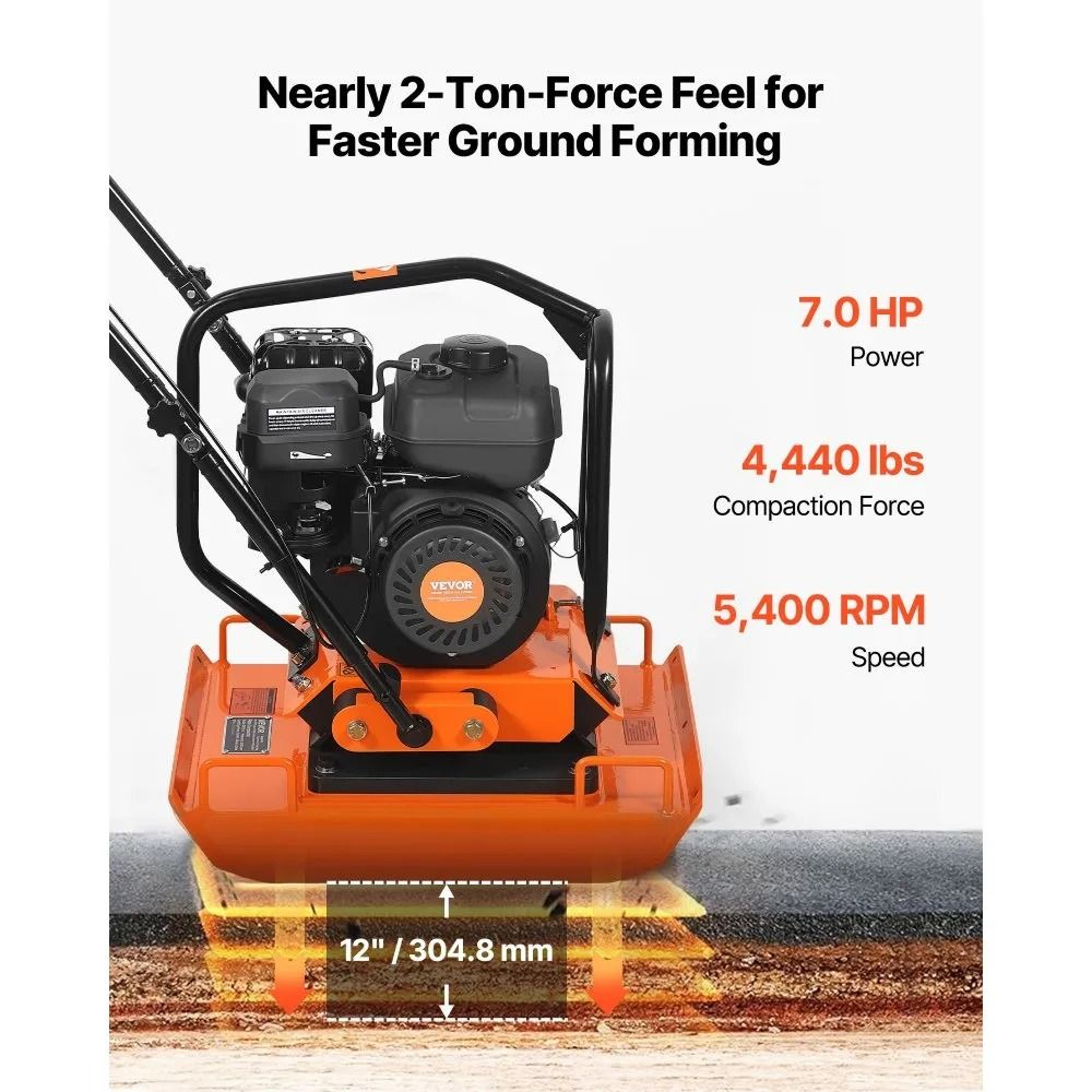 Plate Compactor 7HP Gas Powered Ground Rammer For Soil Asphalt Pavers 2