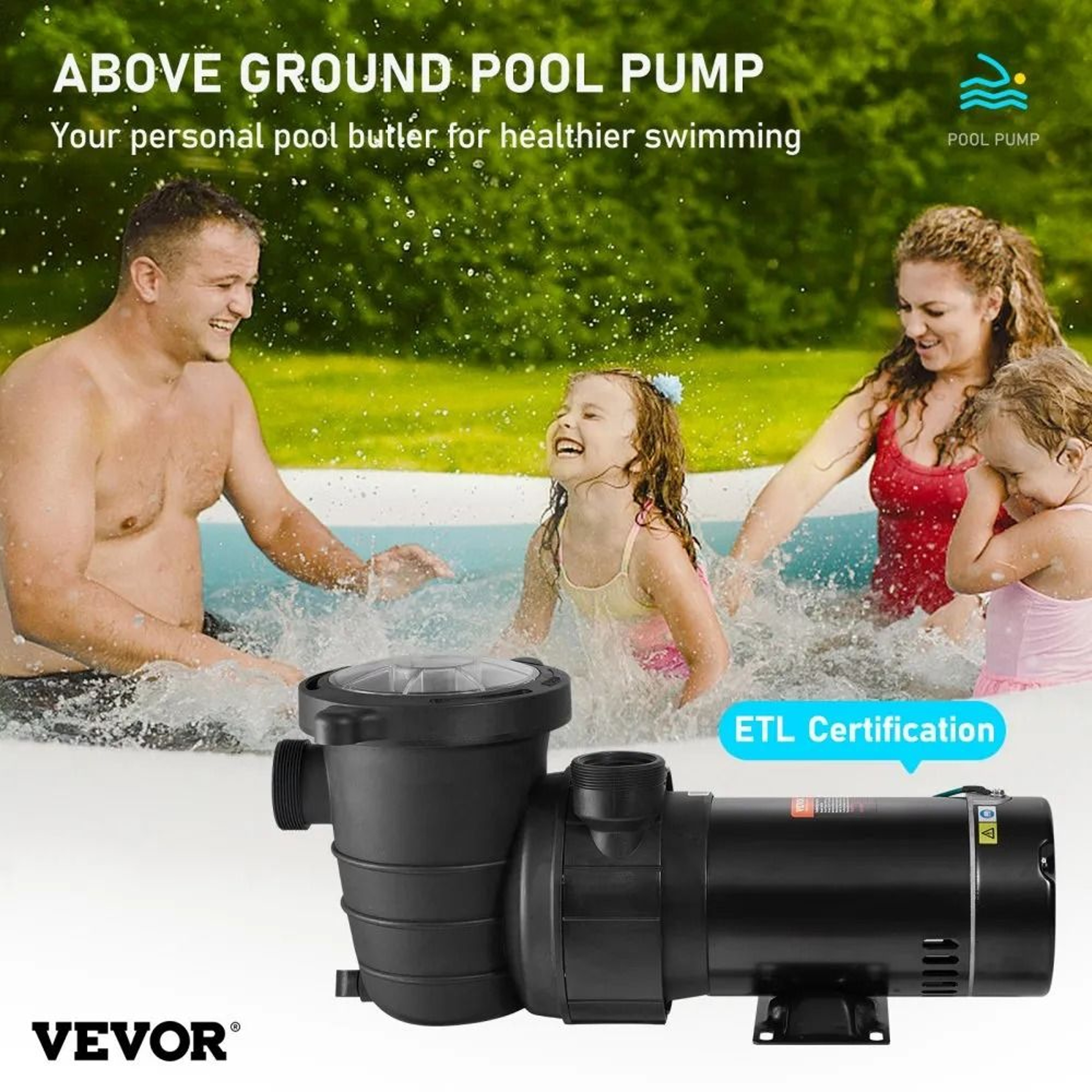 2HP Swimming Pool Pump 5400 GPH High Flow Above Ground Pool Filter Pump 1