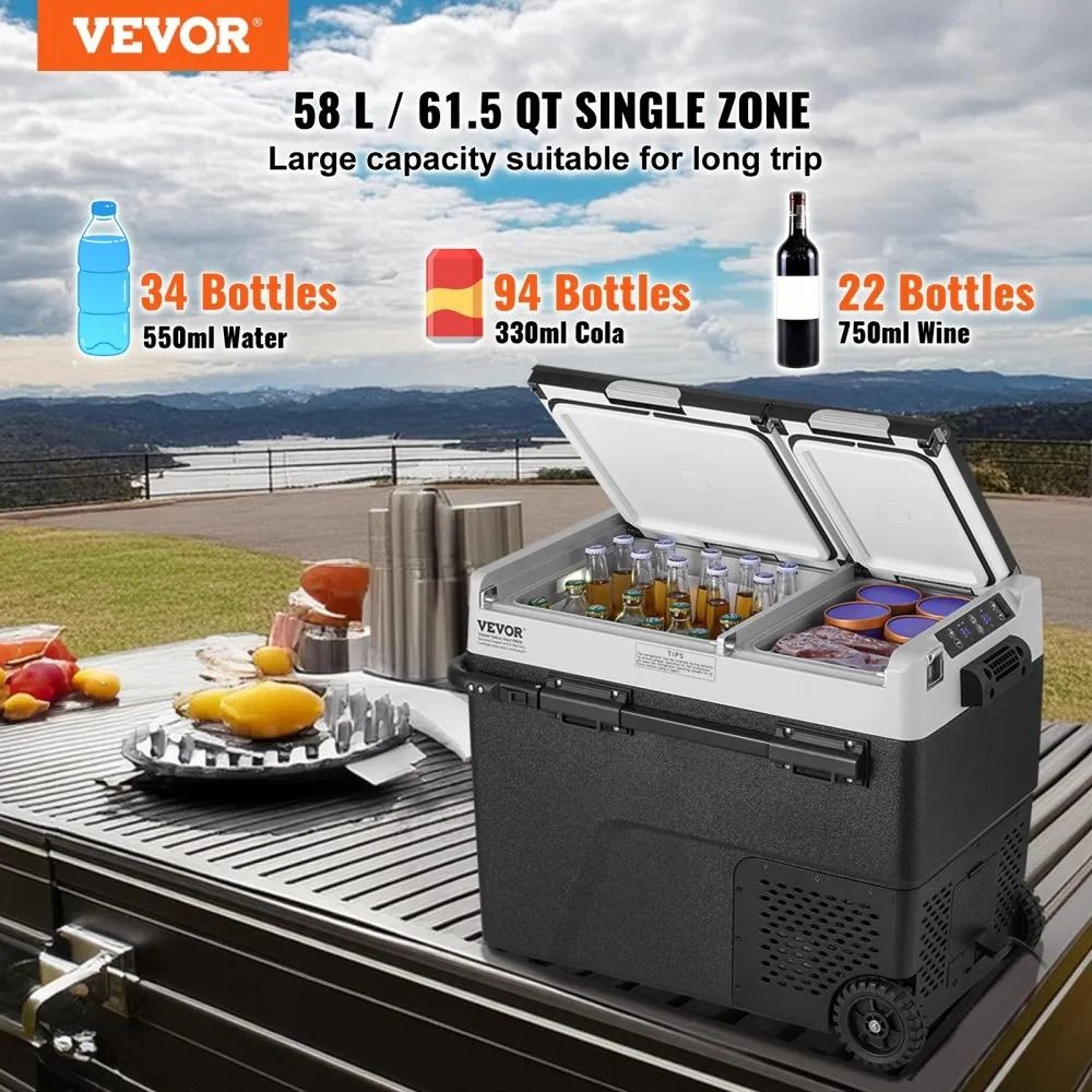 58L Portable Car Refrigerator Freezer Dual Zone Compressor Cooler 1