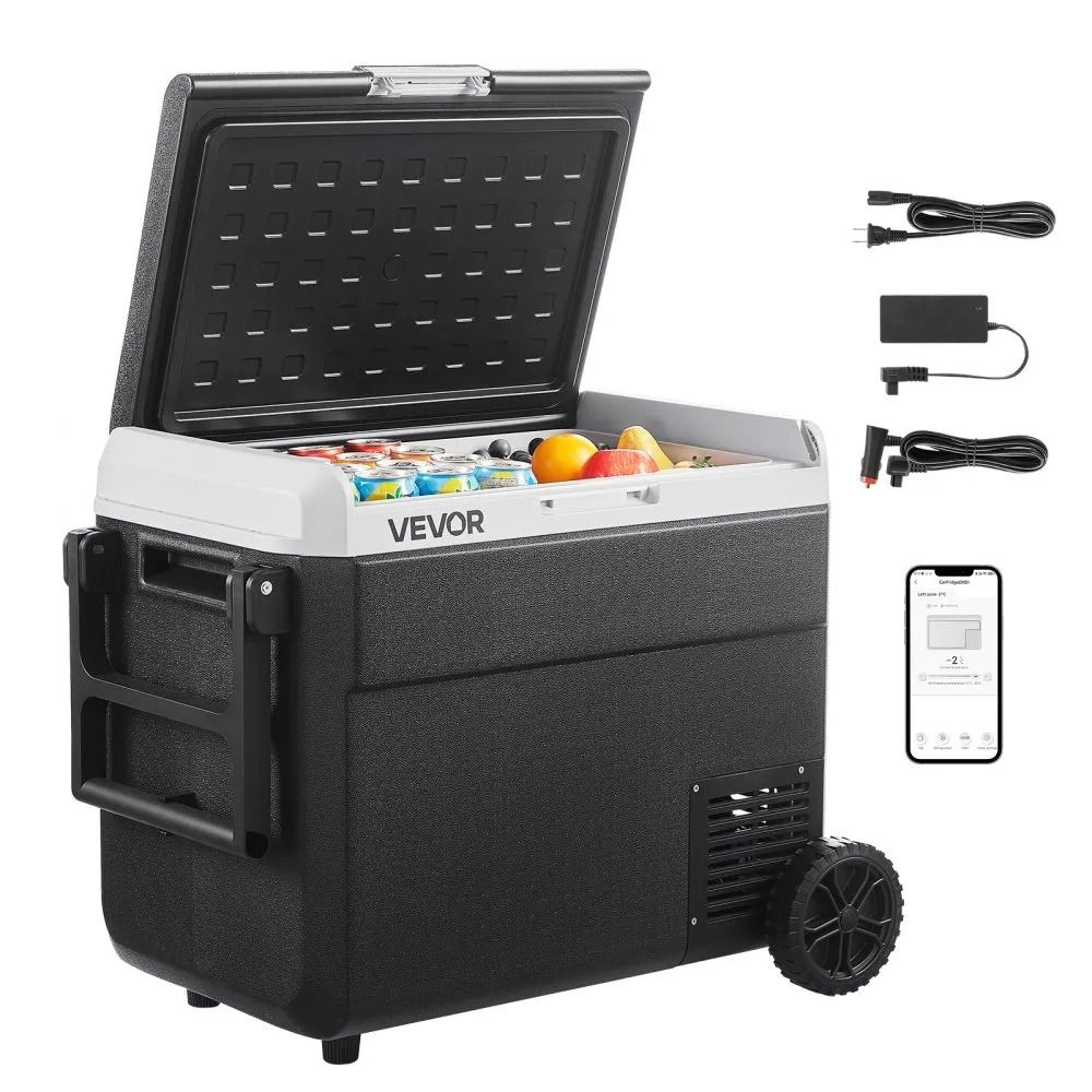 634QT 12V Car Refrigerator Portable Freezer With Wheels For Camping Travel 6