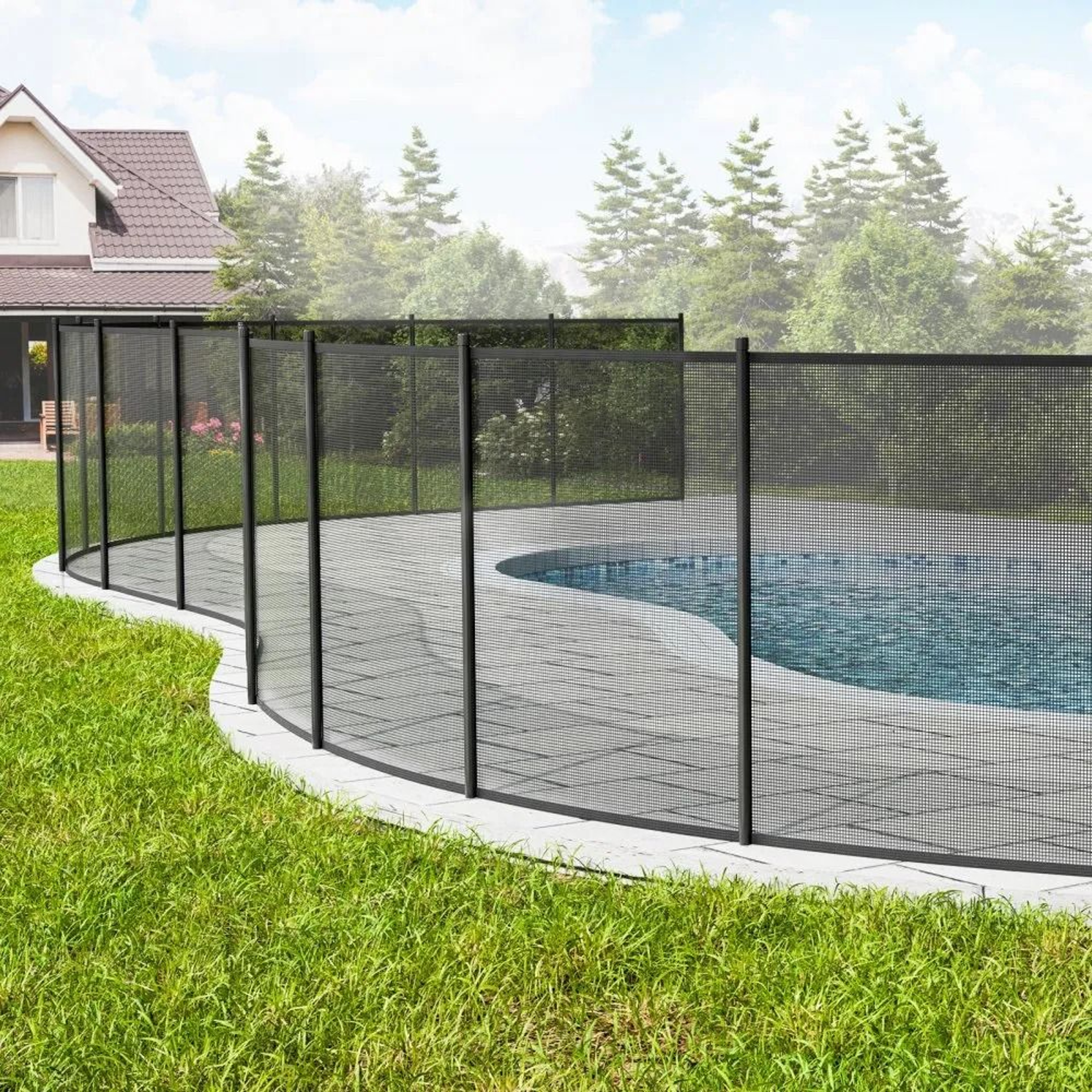 4 X 108 FT Pool Safety Fence Removable Mesh Fence For Inground Pools 3