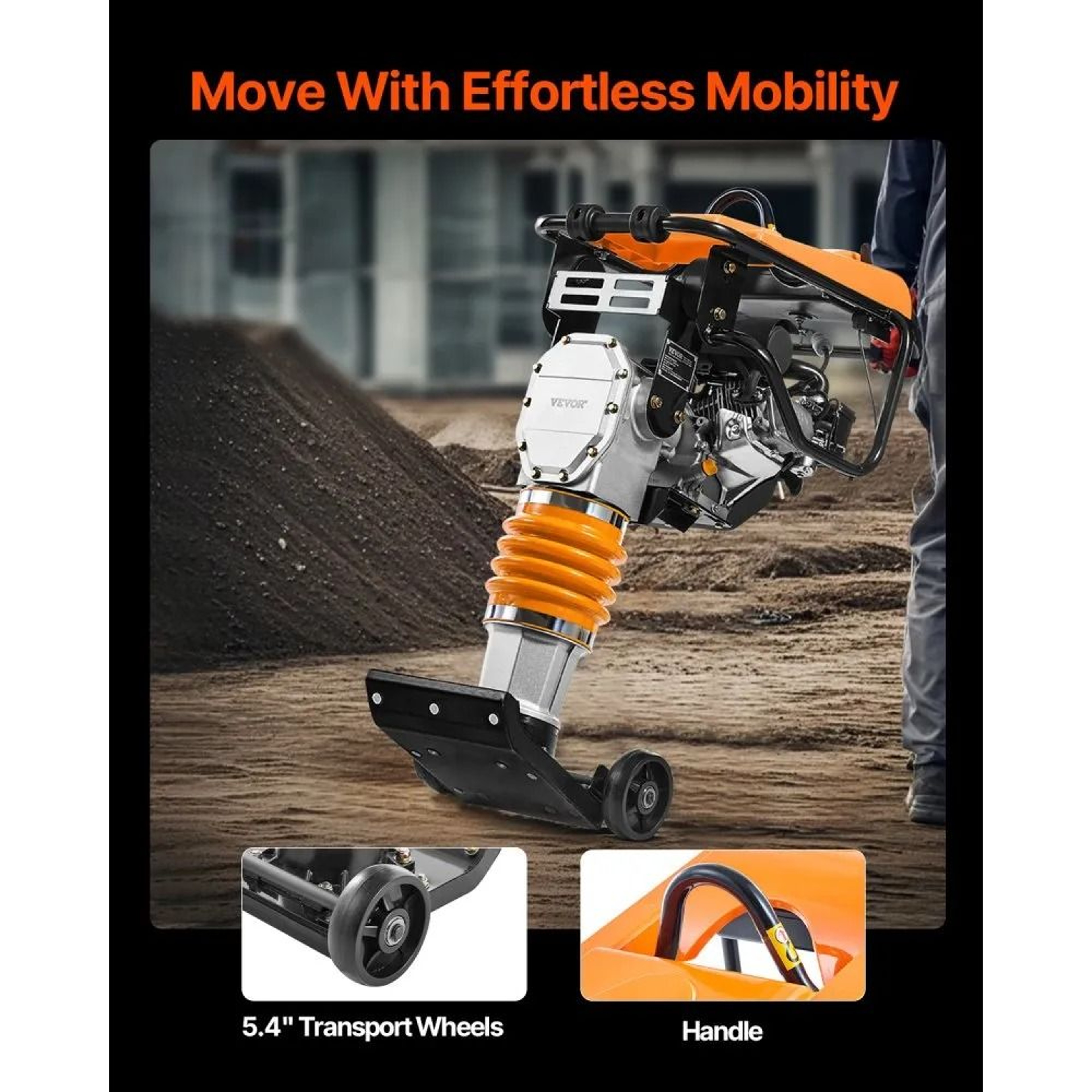 65 HP Jumping Jack Compactor 3600 Lbs Gas Powered Vibratory Rammer 3