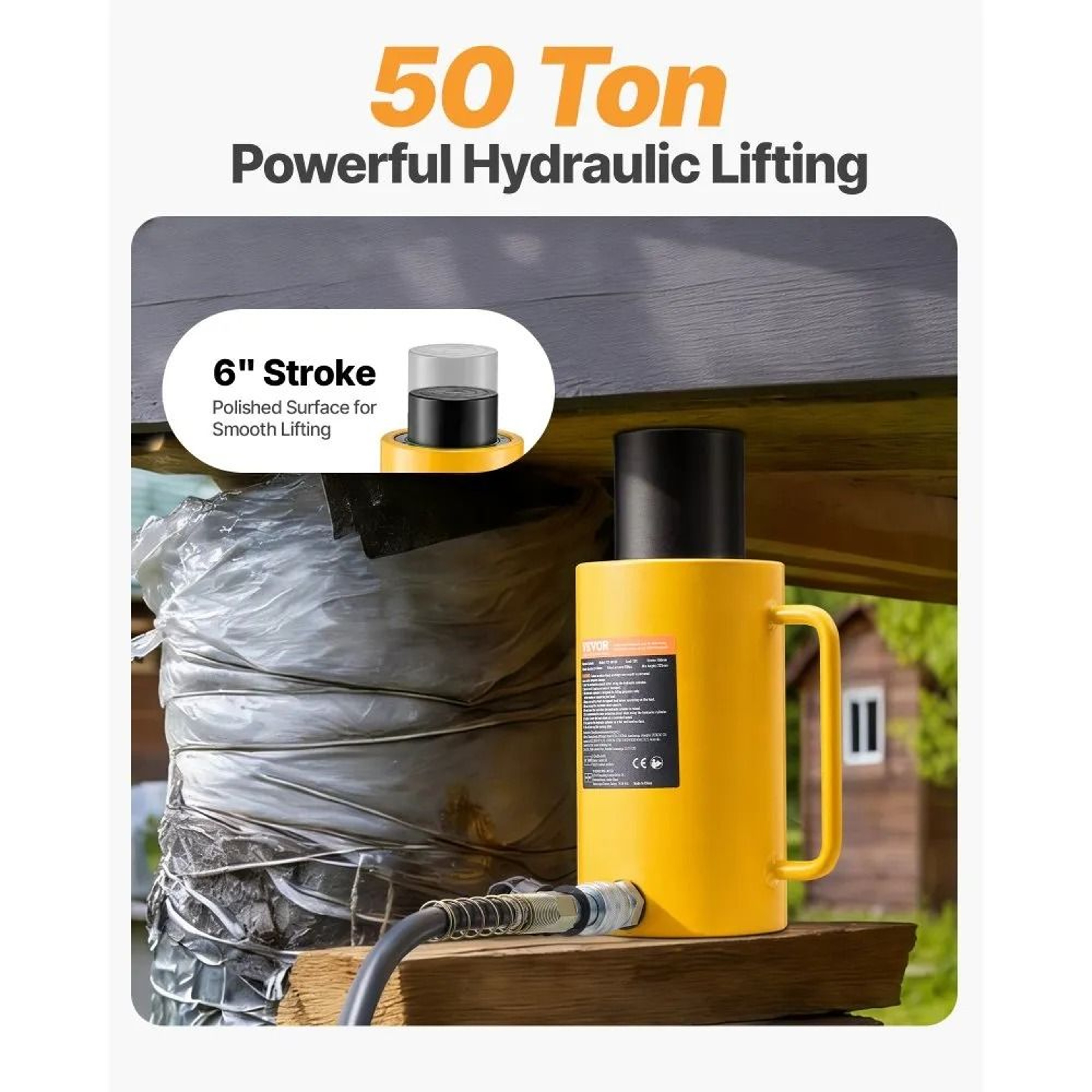 50 Ton Hydraulic Cylinder Jack 6 Inch Stroke Single Acting Ram 1
