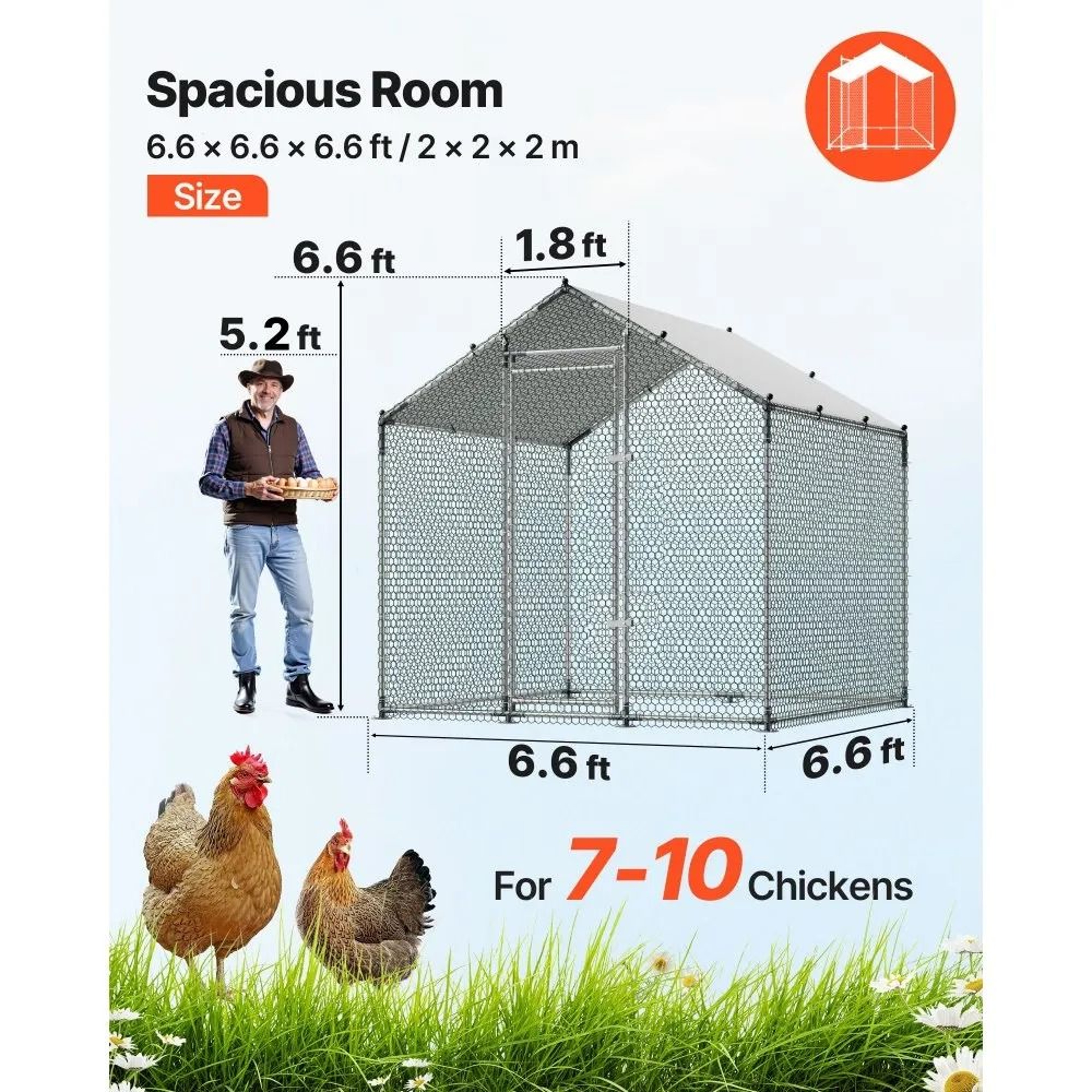 Large Metal Chicken Coop Walk In Poultry Run With Weatherproof Cover 1