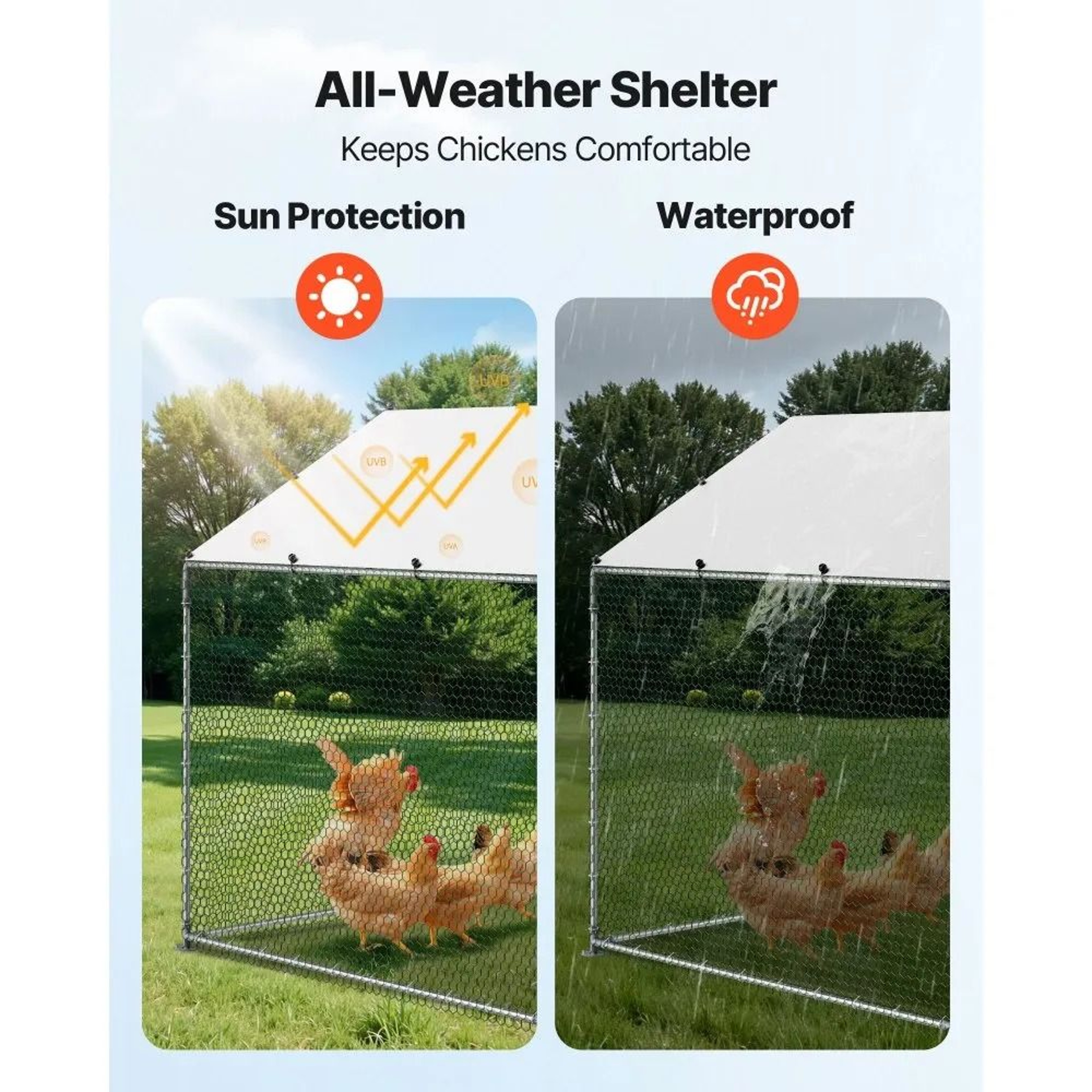 Large Metal Chicken Coop Walk In Poultry Run With Weatherproof Cover 2