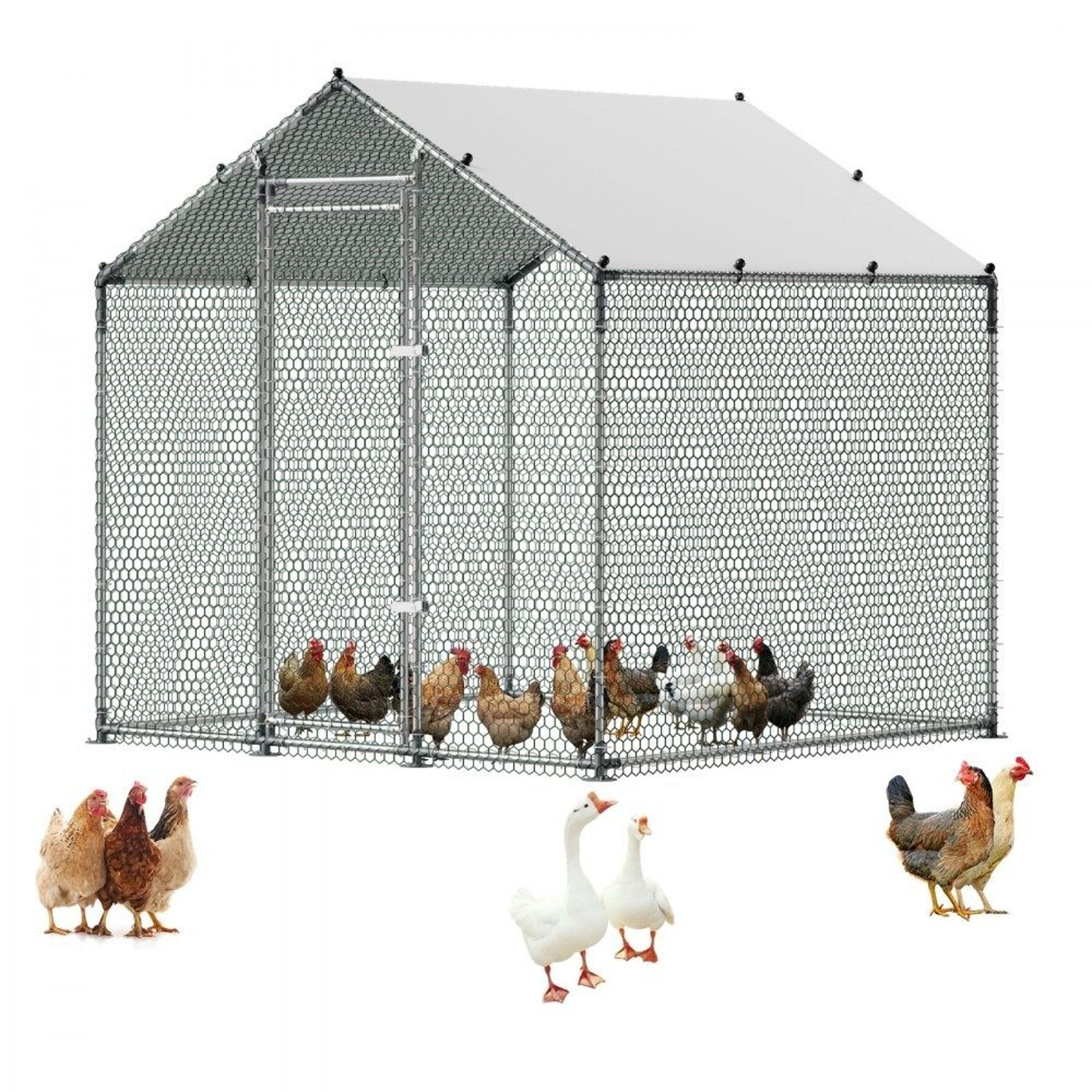 Large Metal Chicken Coop Walk In Poultry Run With Weatherproof Cover 0