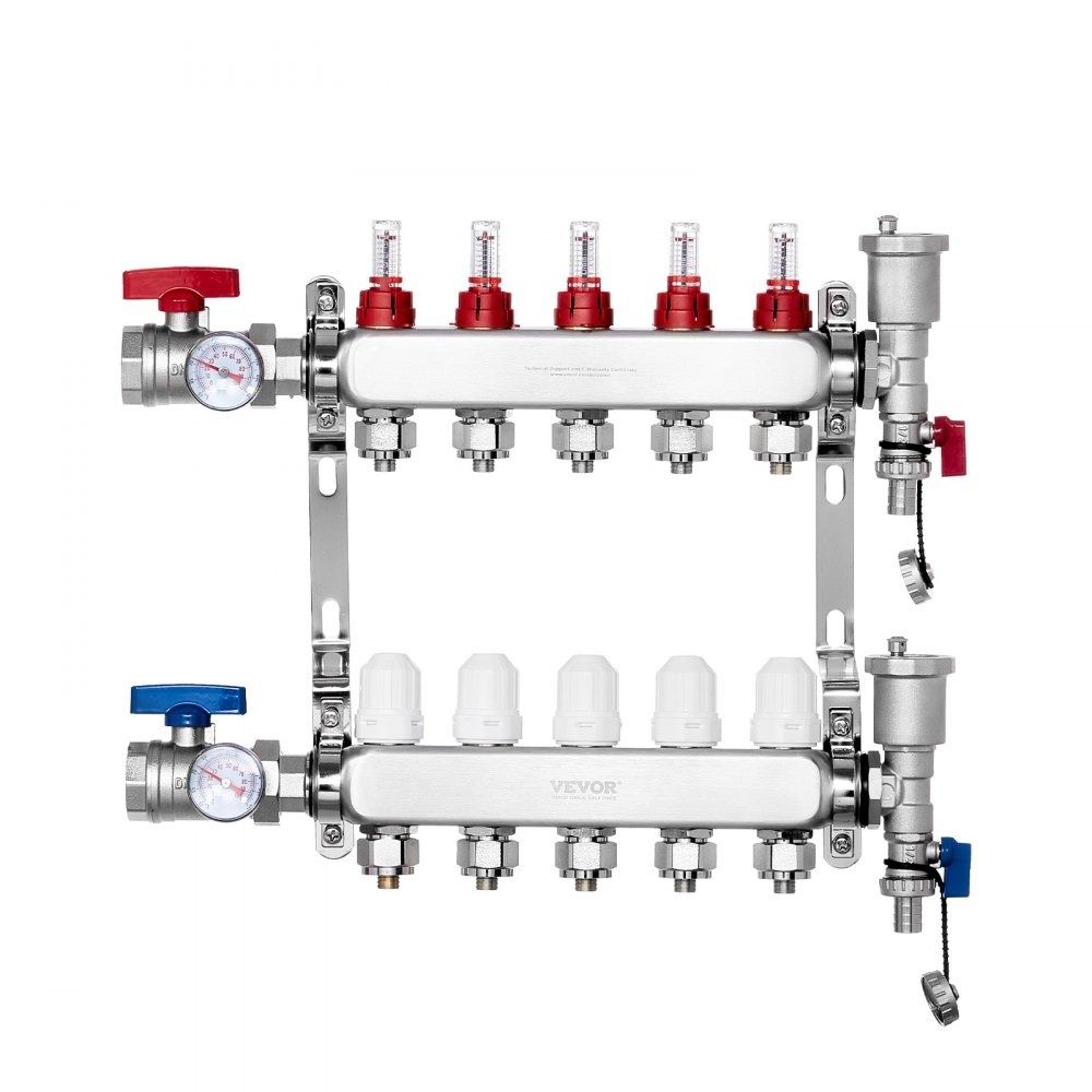 5 Branch Radiant Heat Manifold Stainless Steel PEX Floor Heating Kit 7