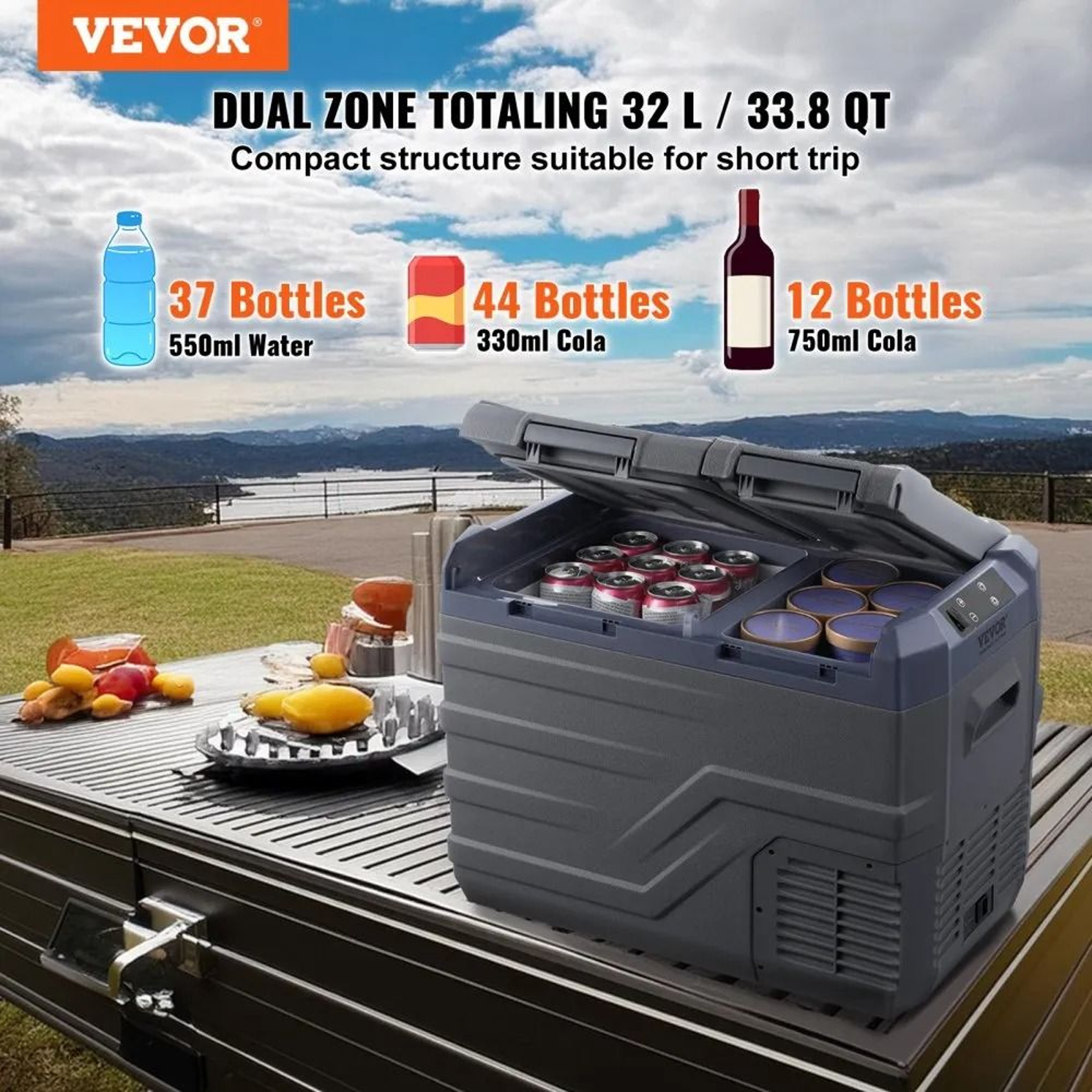 32L Portable Car Refrigerator Freezer Dual Zone Compressor Cooler 2
