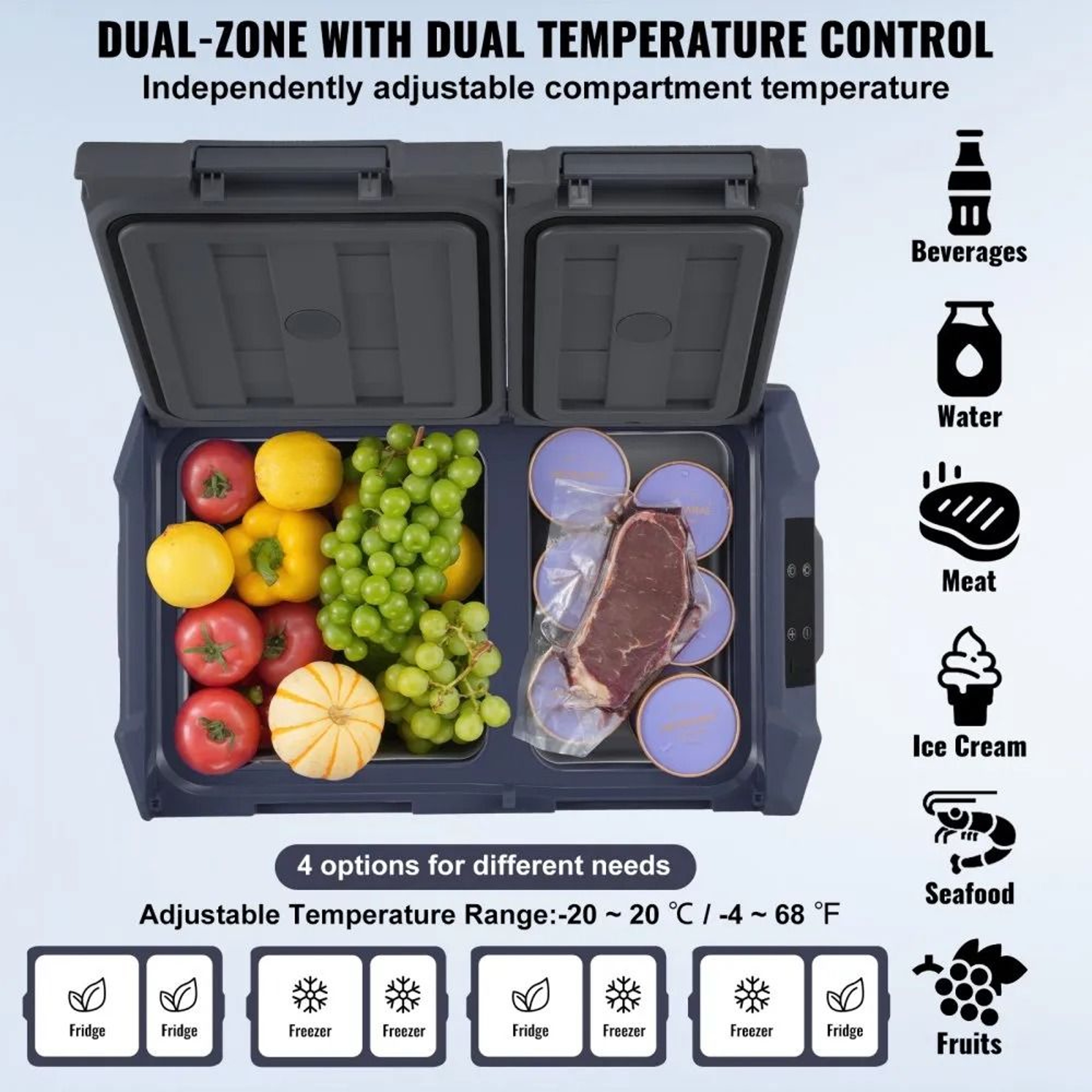 32L Portable Car Refrigerator Freezer Dual Zone Compressor Cooler 5