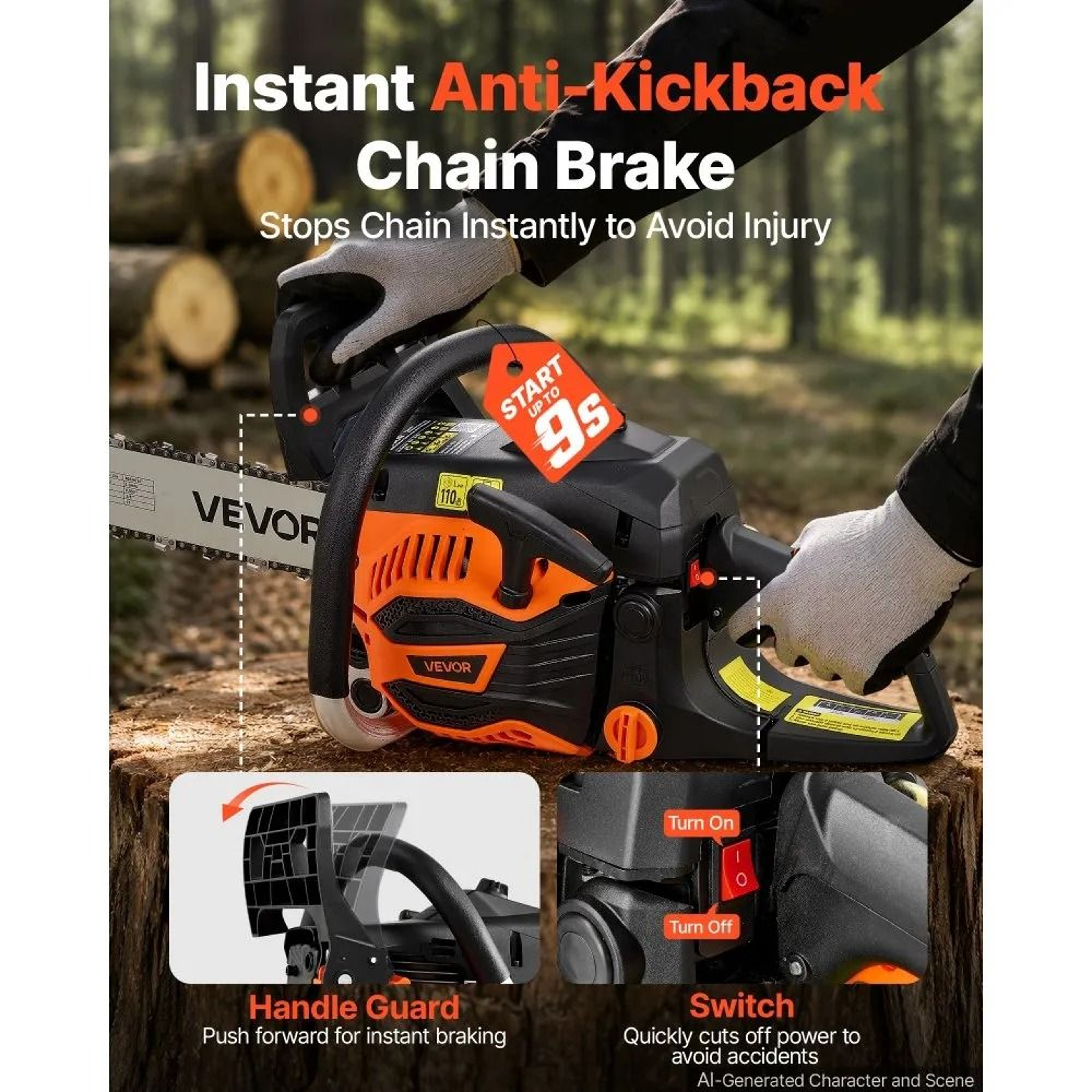 16 Inch 40CC Gas Powered Chainsaw For Fast Wood Cutting And Tree Trimming 6
