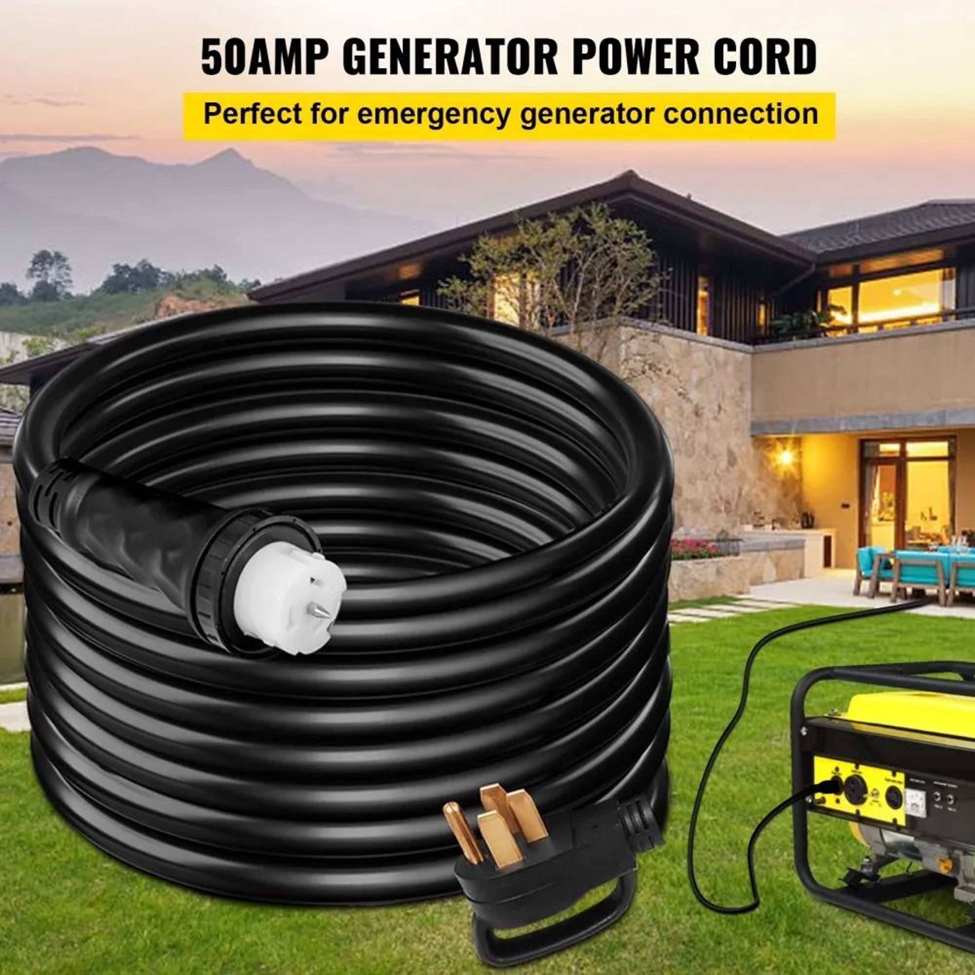 50FT 50 Amp Generator Power Cord With Locking Connector Heavy Duty Outdoor Extension Cable 1