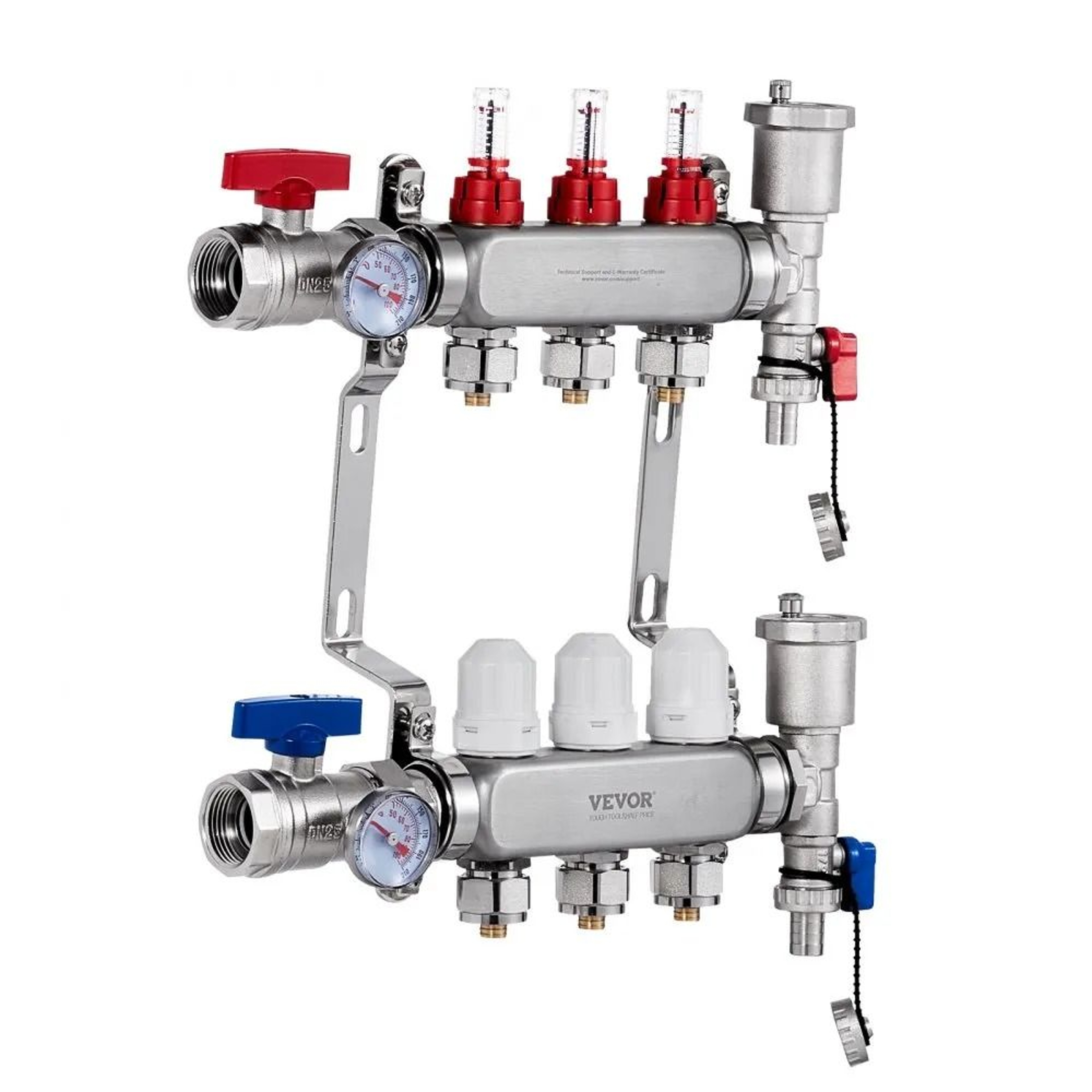 3 Branch Radiant Heat Manifold Stainless Steel PEX Floor Heating Kit 7