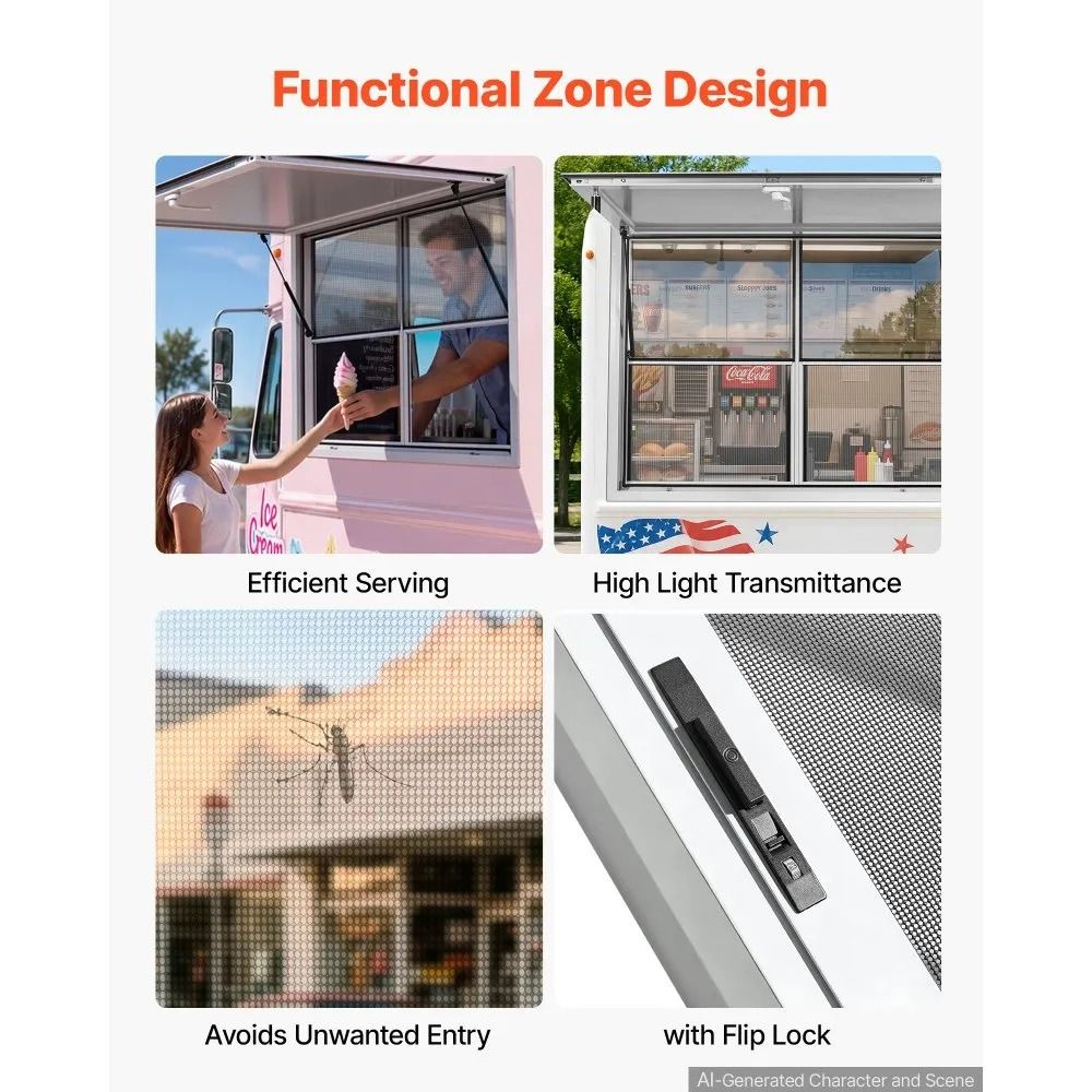 48x36 In Concession Window Aluminum Service Window For Food Trucks 5