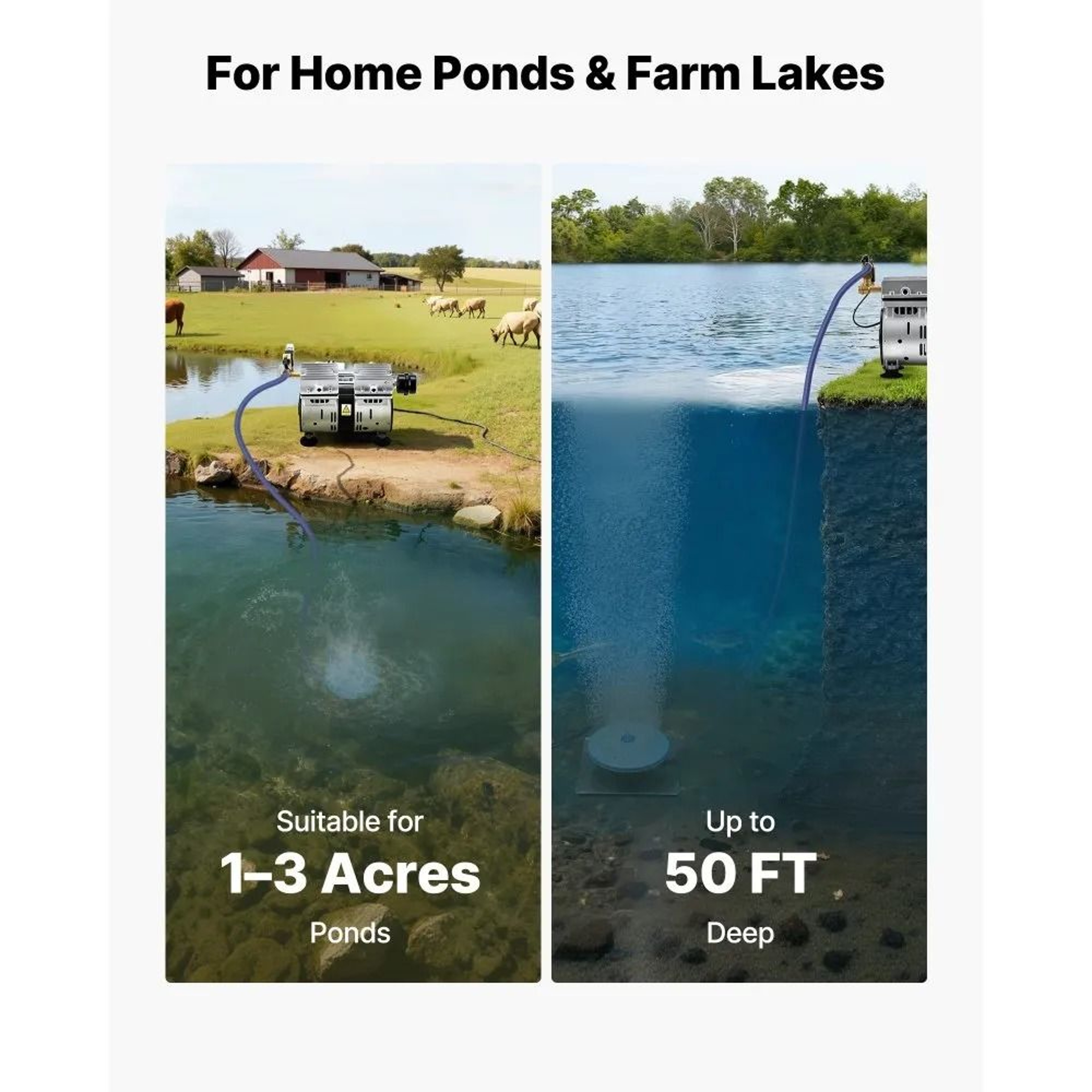 Pond Aerator 52 CFM Oxygen Circulation System For Large Ponds And Lakes 3