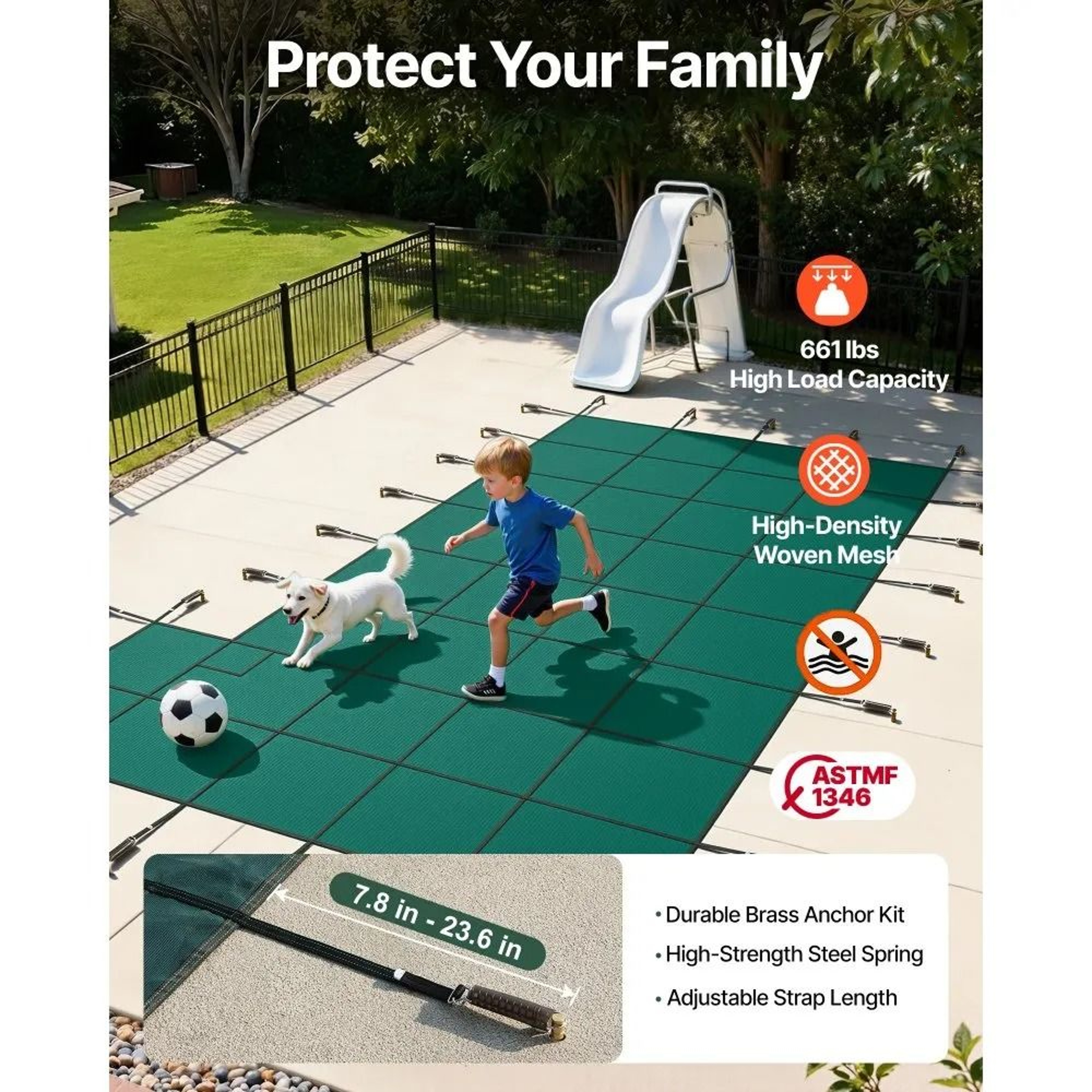 Inground Pool Safety Cover 22 X 42 Ft Winter Mesh Cover With Right Step 3
