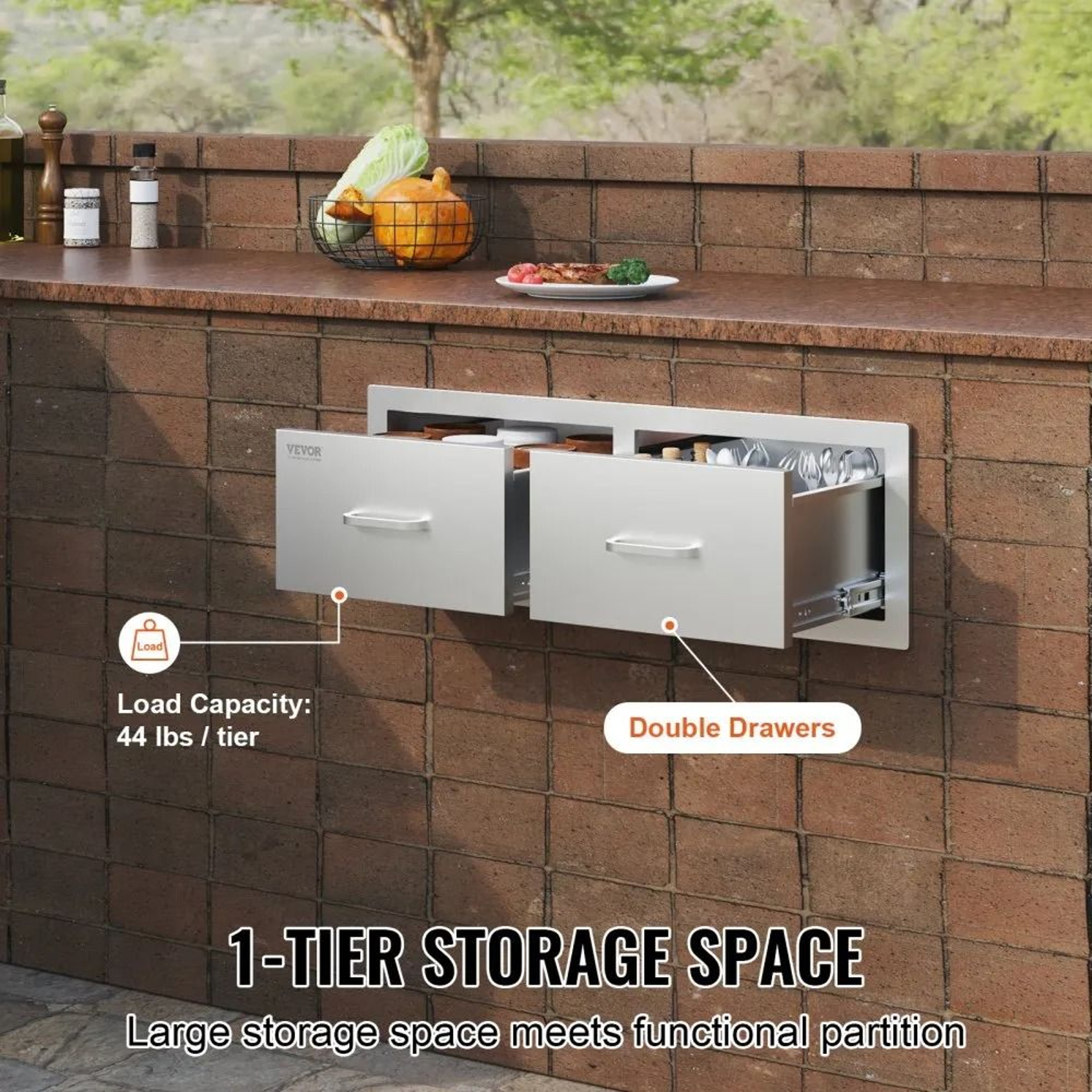 Outdoor Kitchen Drawers 30 Inch Stainless Steel BBQ Island Storage Drawer 5