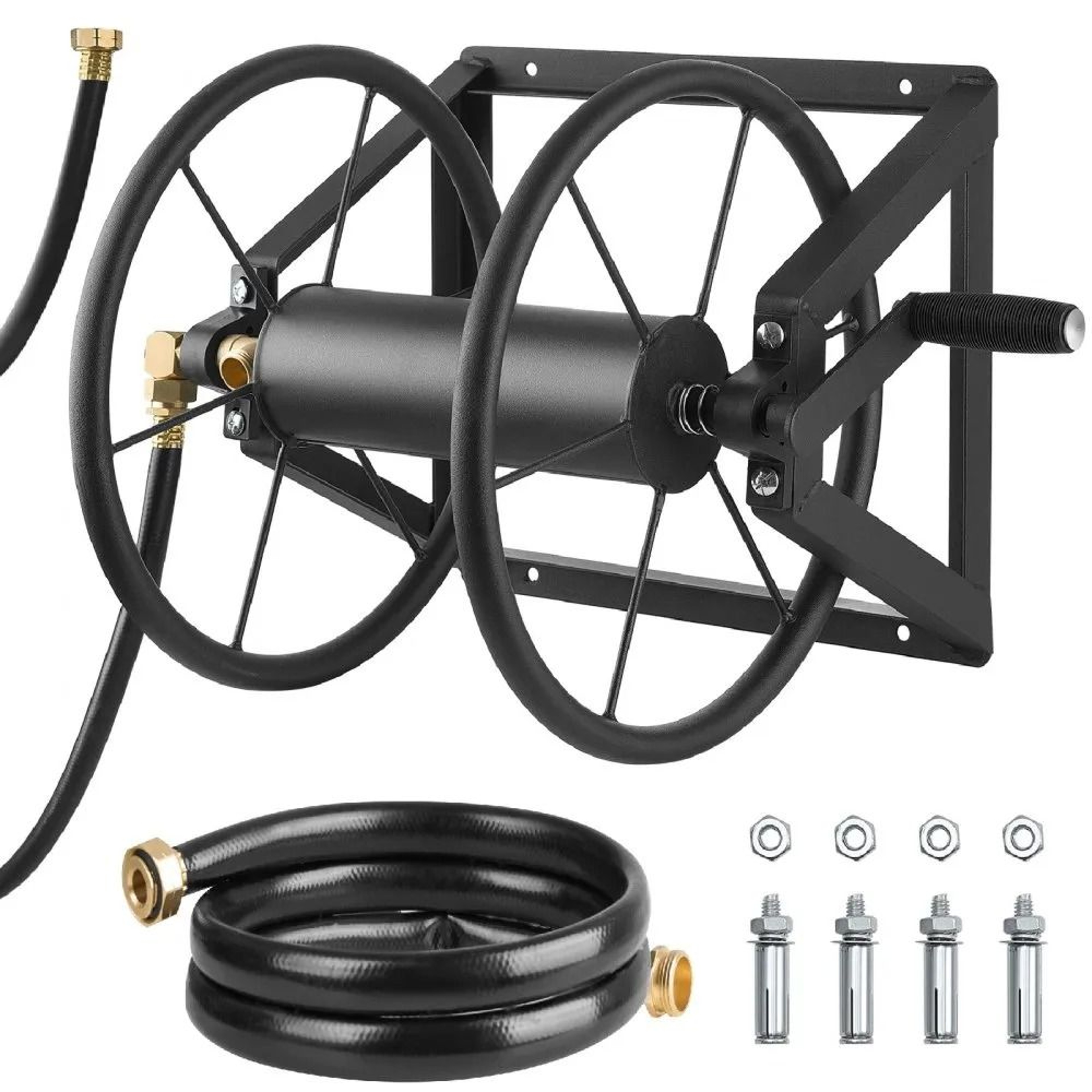 Wall Mounted Garden Hose Reel 200ft Heavy Duty Steel Water Hose Organizer 0