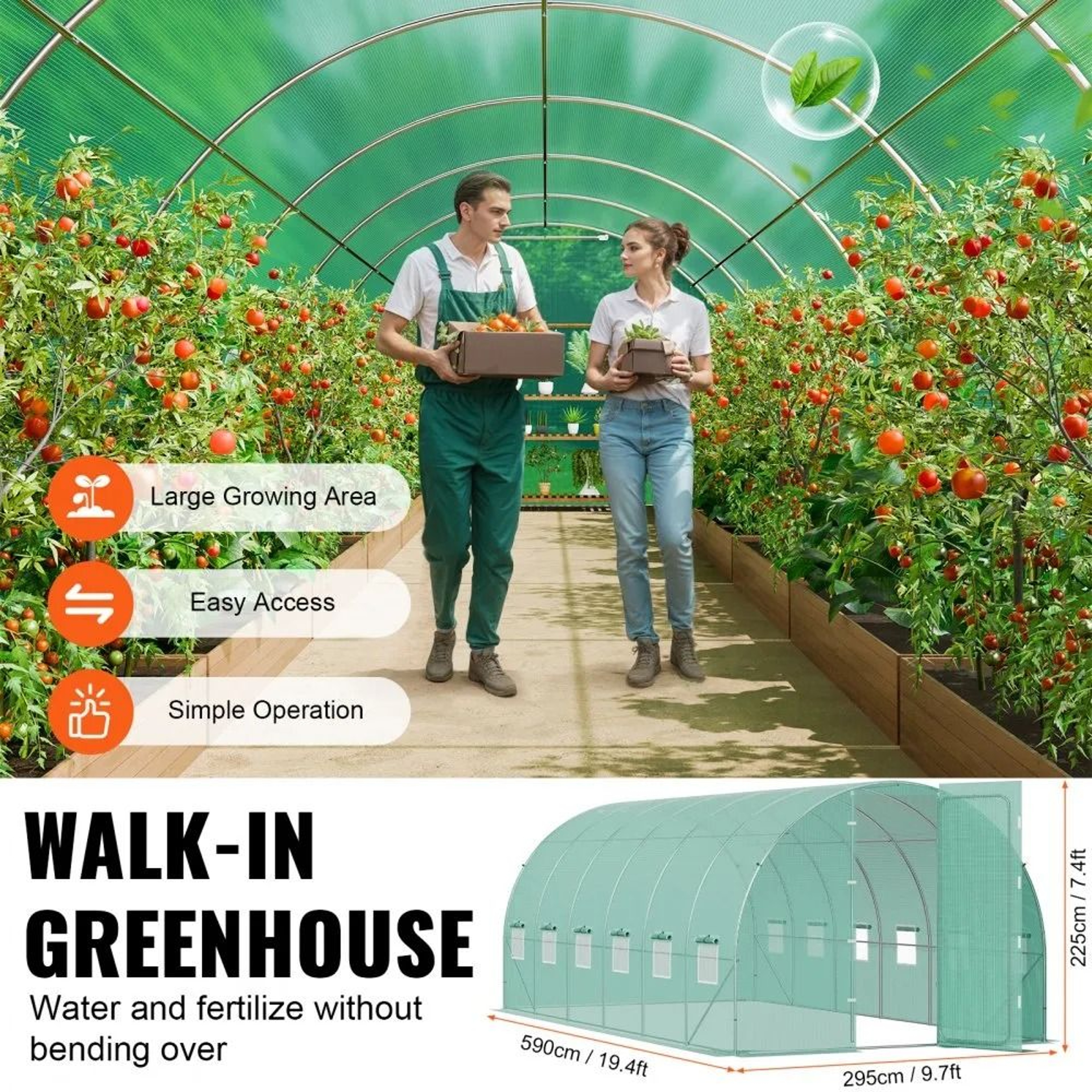 Walk In Tunnel Greenhouse 194x97ft Heavy Duty Hoop House For Year Round Gardening 2