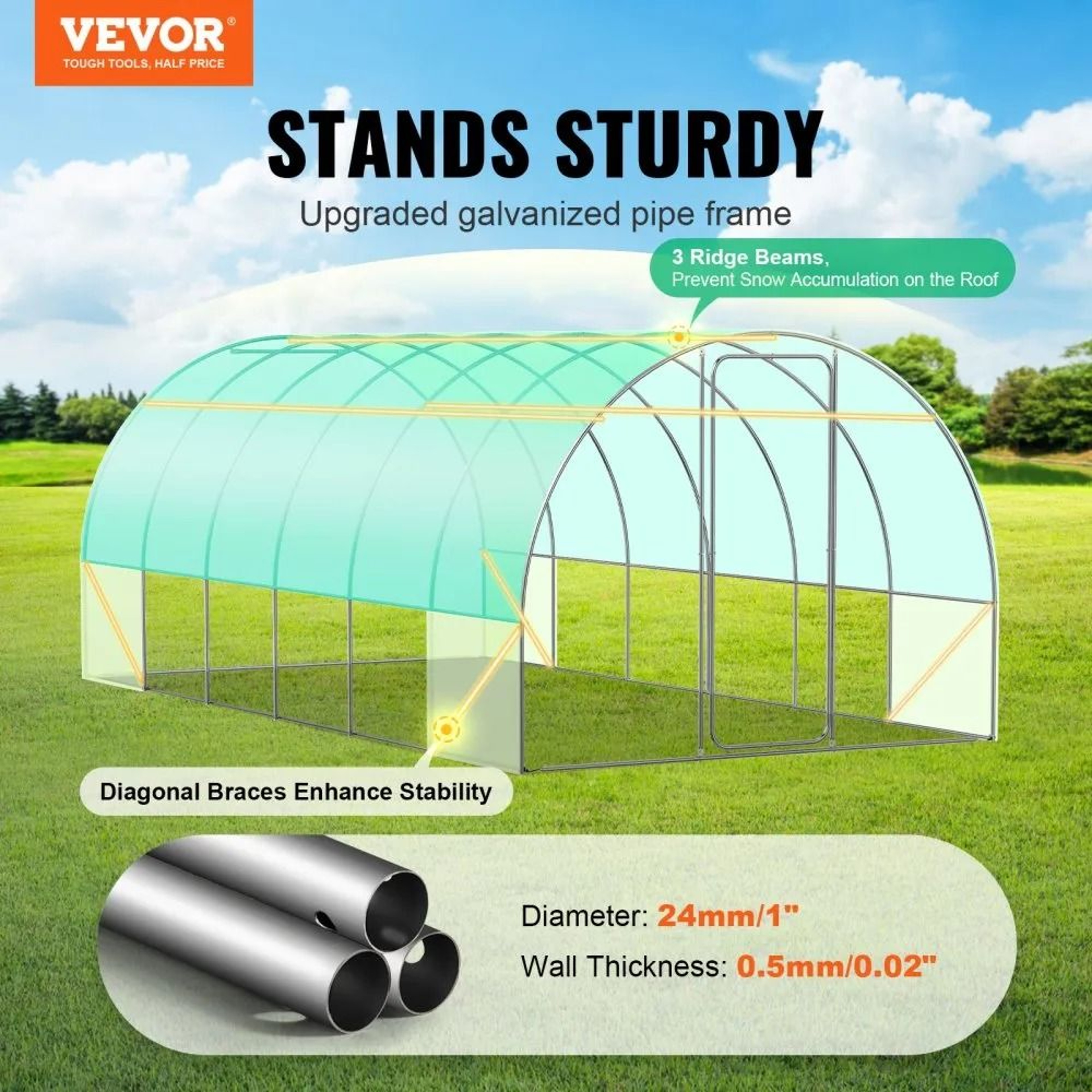 Walk In Tunnel Greenhouse 194x97ft Heavy Duty Hoop House For Year Round Gardening 6