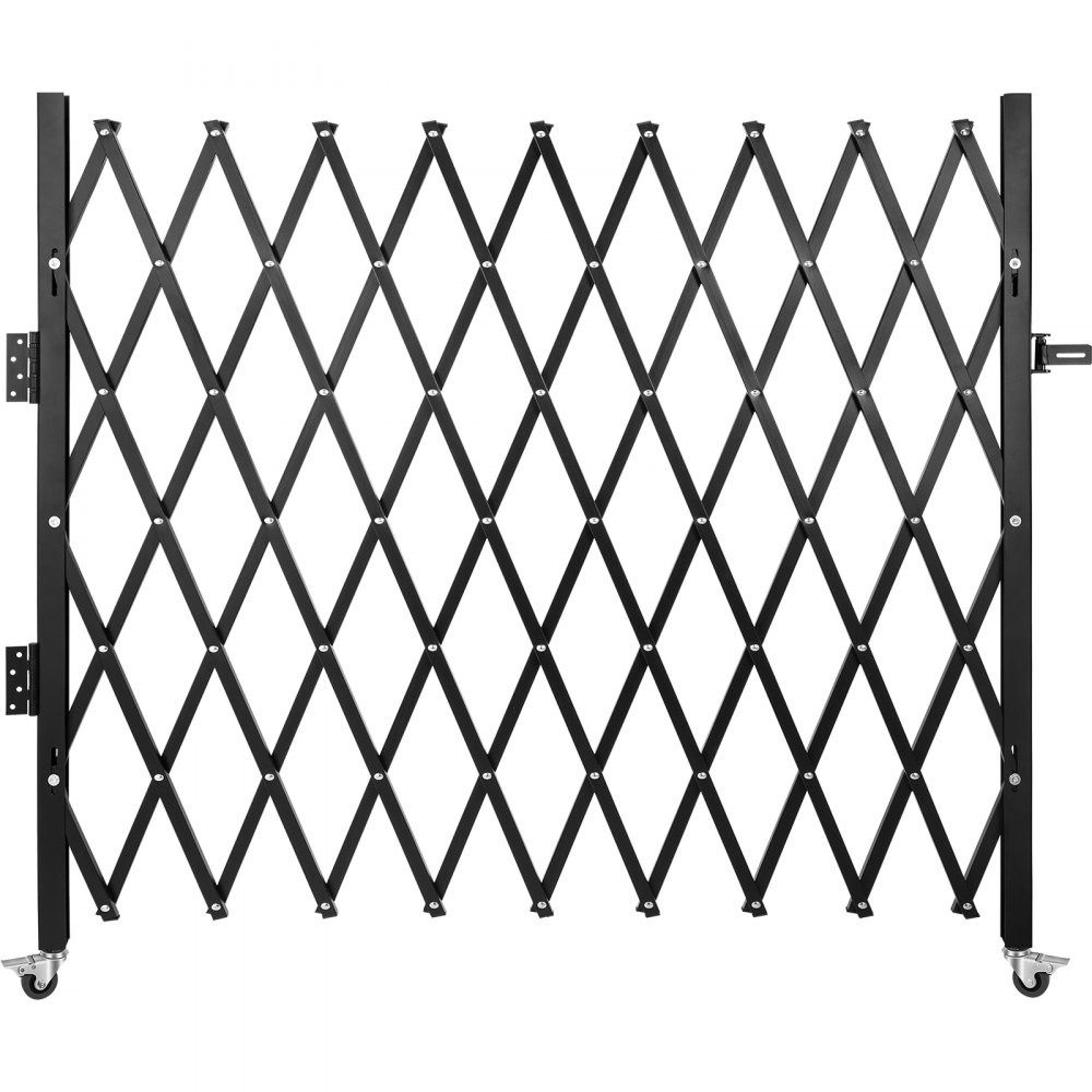 Folding Security Gate 7 Ft Steel Accordion Expanding Gate With Rolling Casters And Padlock 0